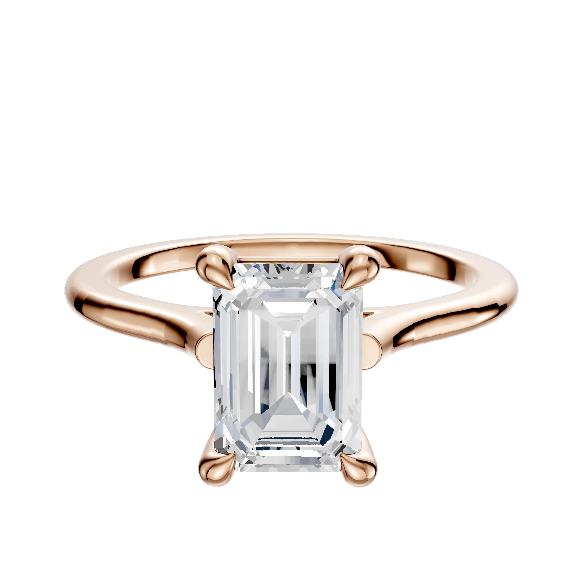 14K Rose Gold 4 Prong Basket Cathedral Dome 1.5mm Engagement Ring