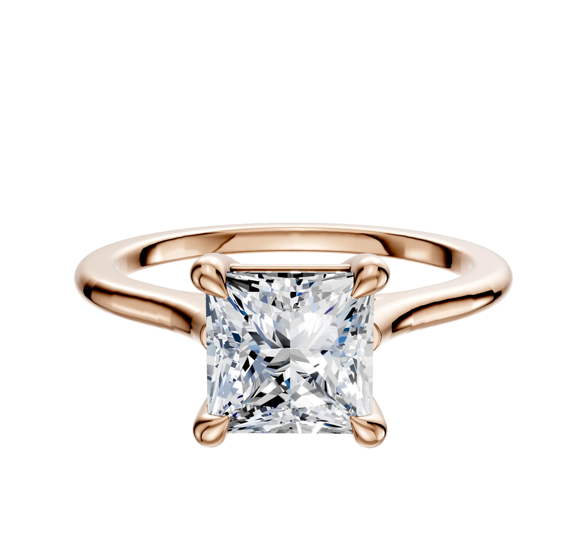 14K Rose Gold 4 Prong Basket Cathedral Dome 1.5mm Engagement Ring
