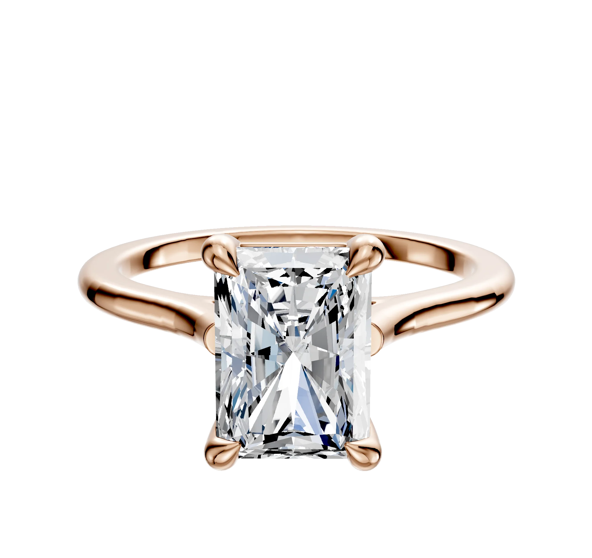 14K Rose Gold 4 Prong Basket Cathedral Dome 1.5mm Engagement Ring