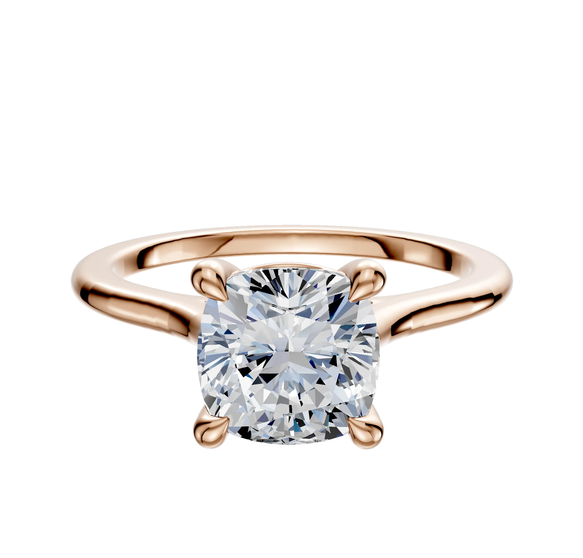 14K Rose Gold 4 Prong Basket Cathedral Dome 1.5mm Engagement Ring
