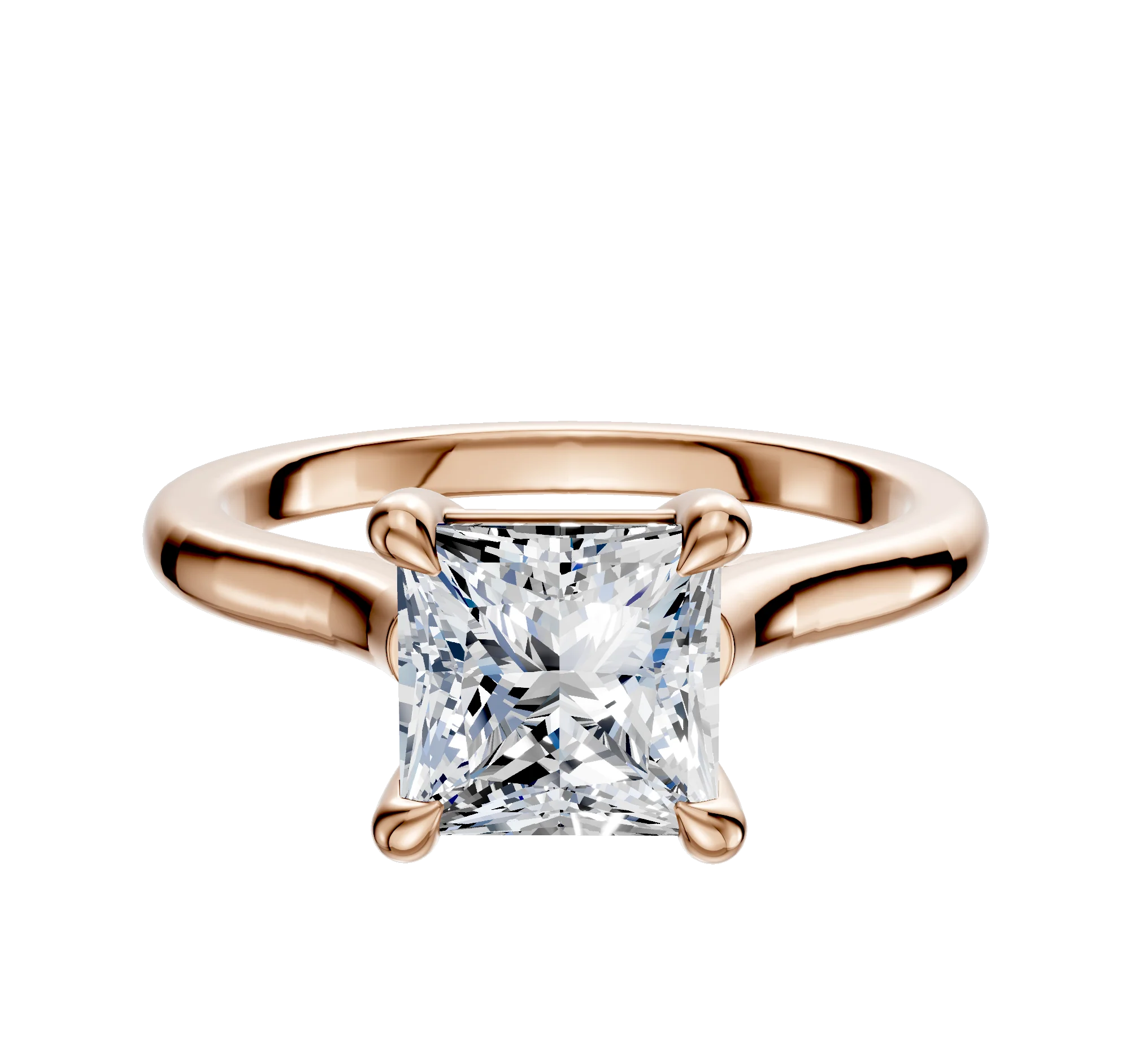 14K Rose Gold 4 Prong Basket Cathedral Dome 2.0mm Engagement Ring