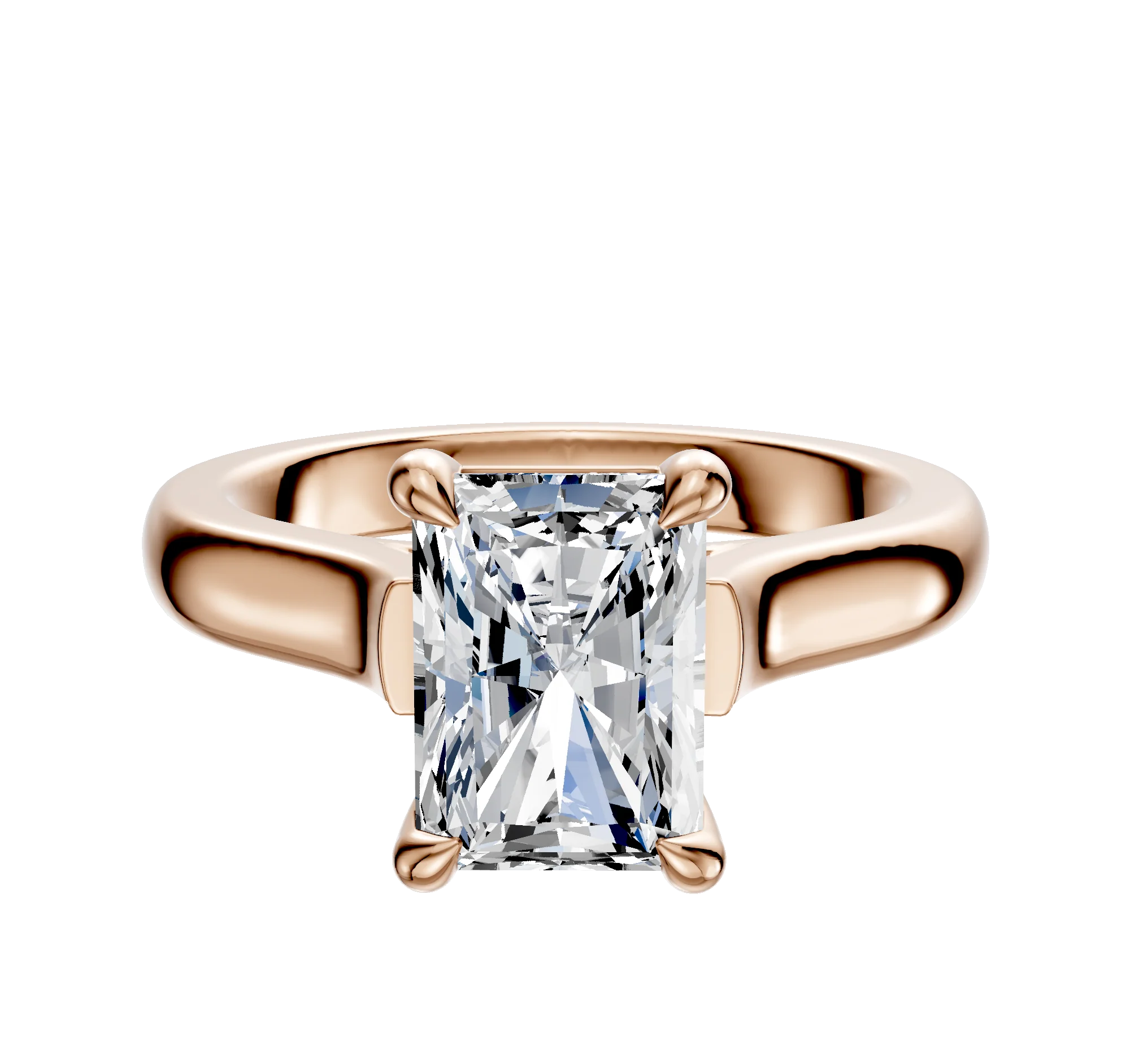 14K Rose Gold 4 Prong Basket Cathedral Dome 3.0mm Engagement Ring