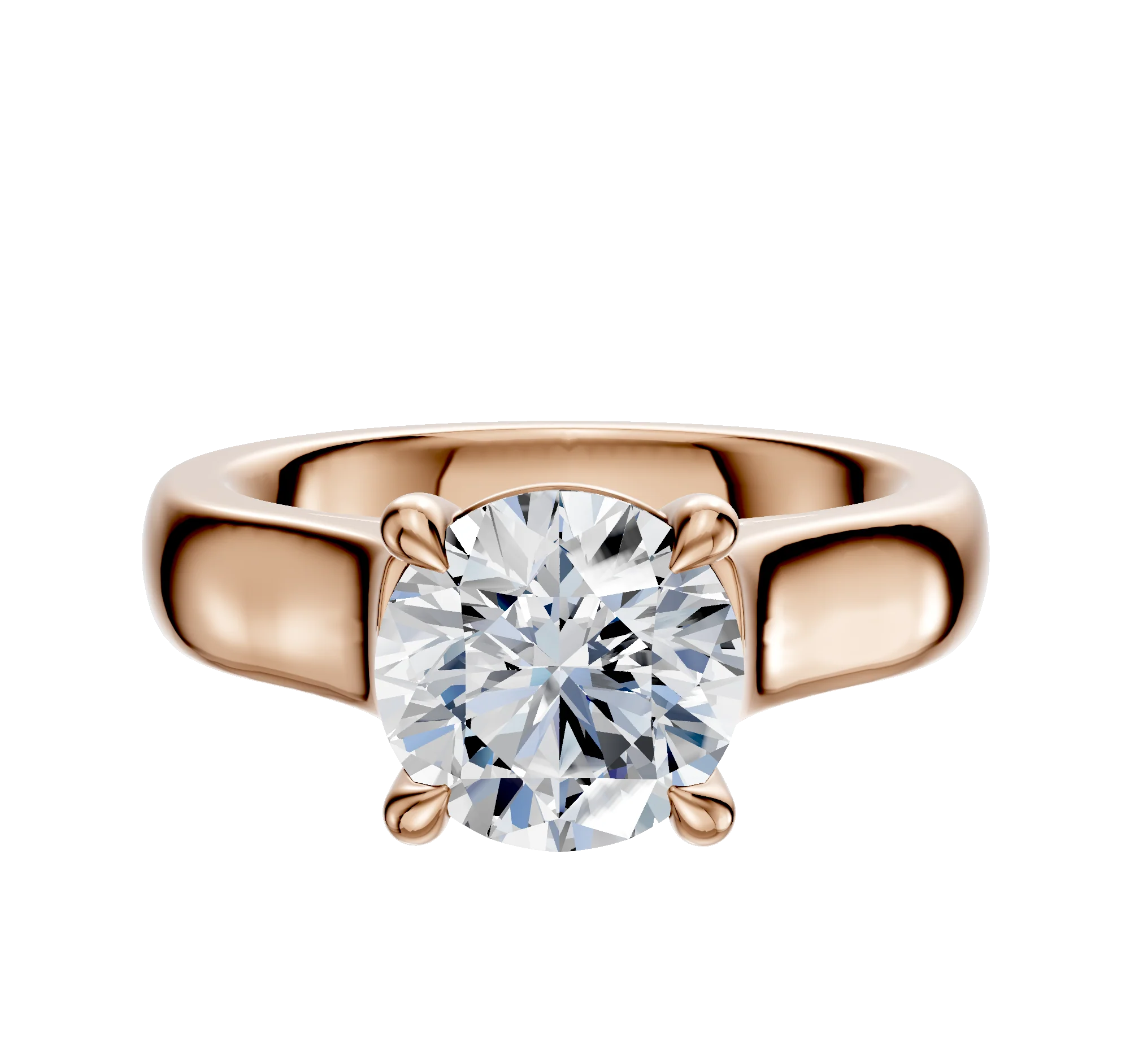 14K Rose Gold 4 Prong Basket Cathedral Dome 4.0mm Engagement Ring