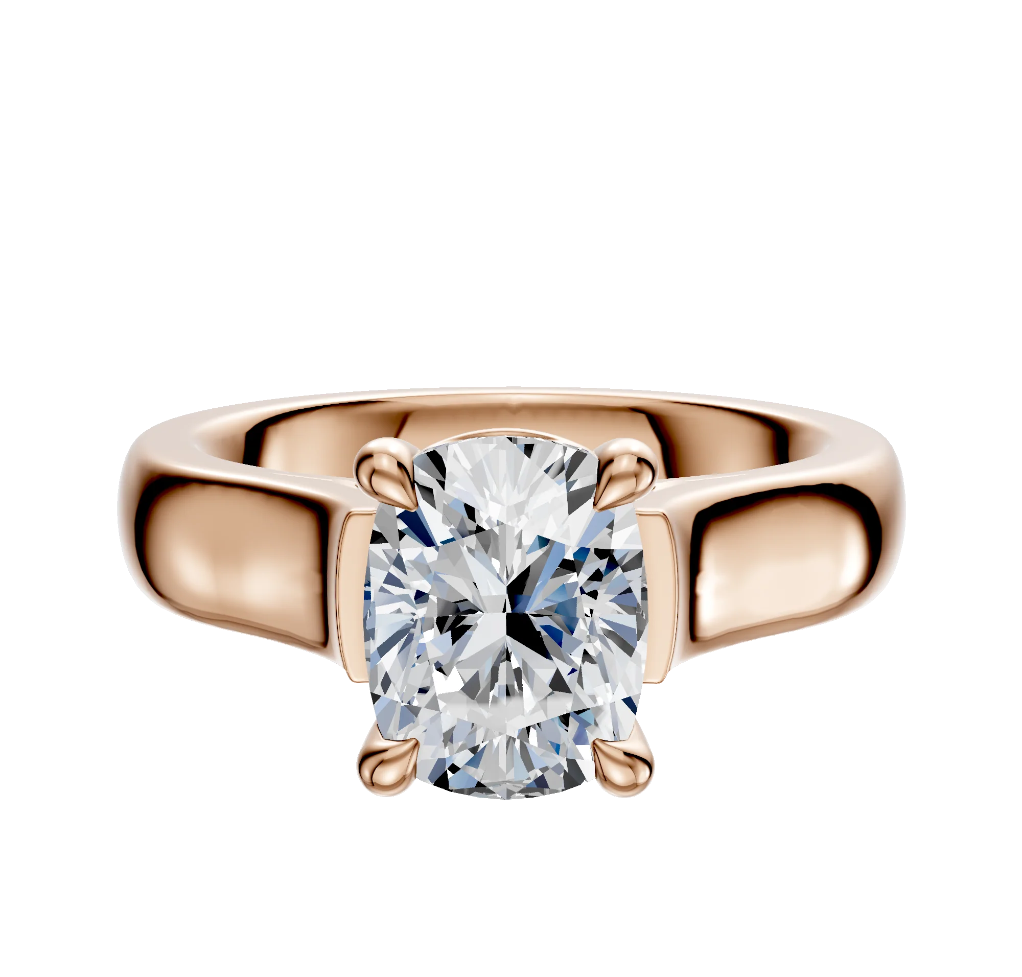 14K Rose Gold 4 Prong Basket Cathedral Dome 4.0mm Engagement Ring