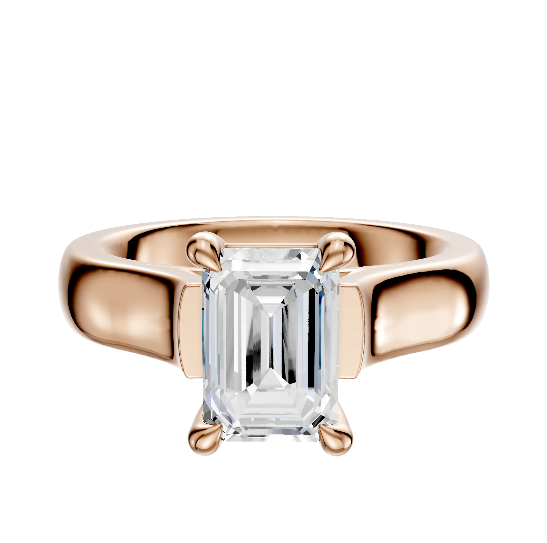 14K Rose Gold 4 Prong Basket Cathedral Dome 4.0mm Engagement Ring