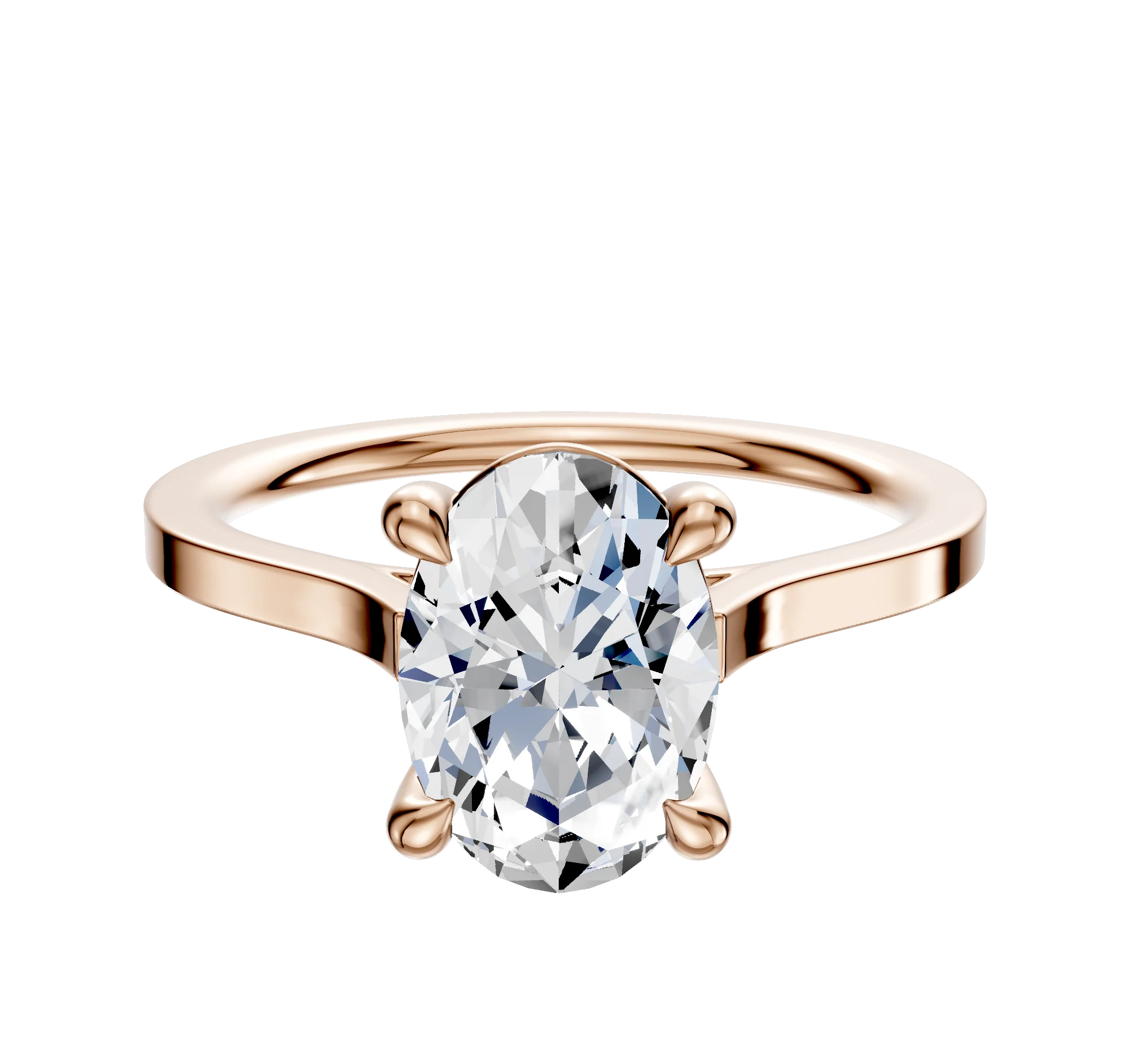 14K Rose Gold 4 Prong Basket Cathedral Flat 1.5mm Engagement Ring