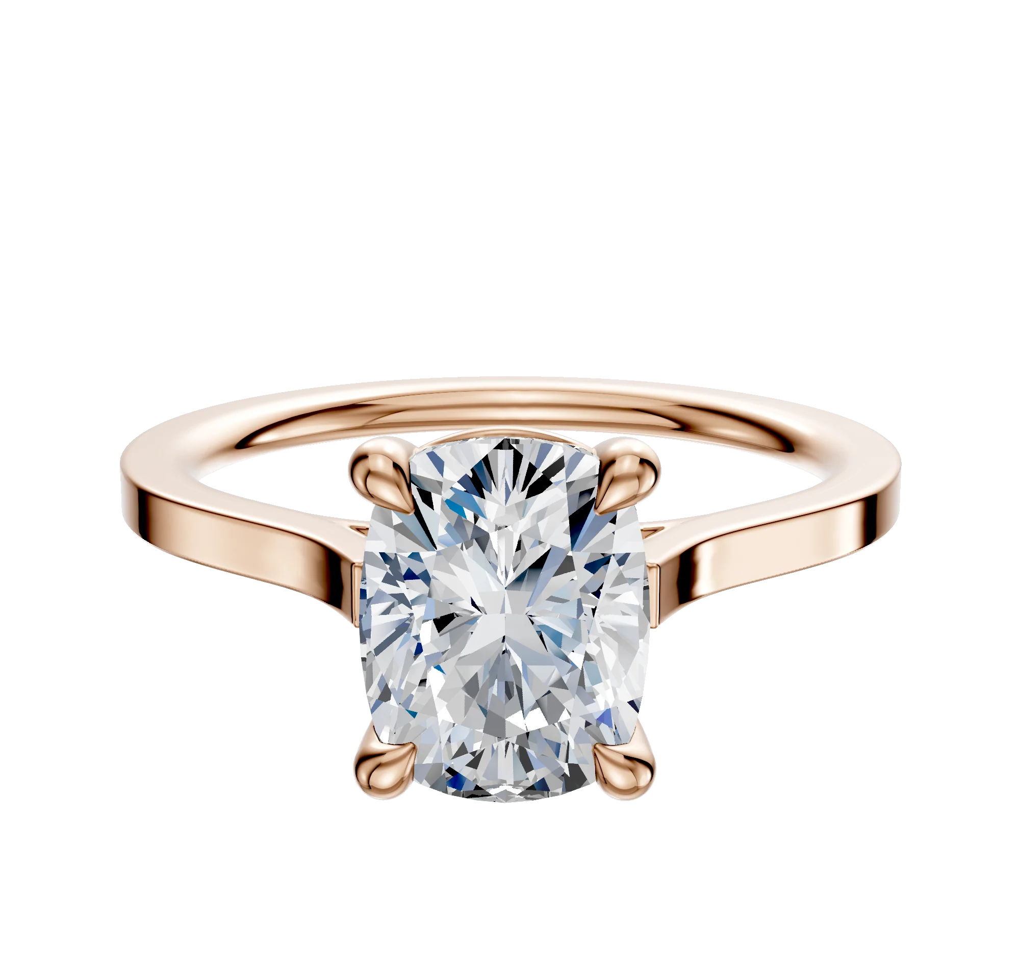 14K Rose Gold 4 Prong Basket Cathedral Flat 1.5mm Engagement Ring