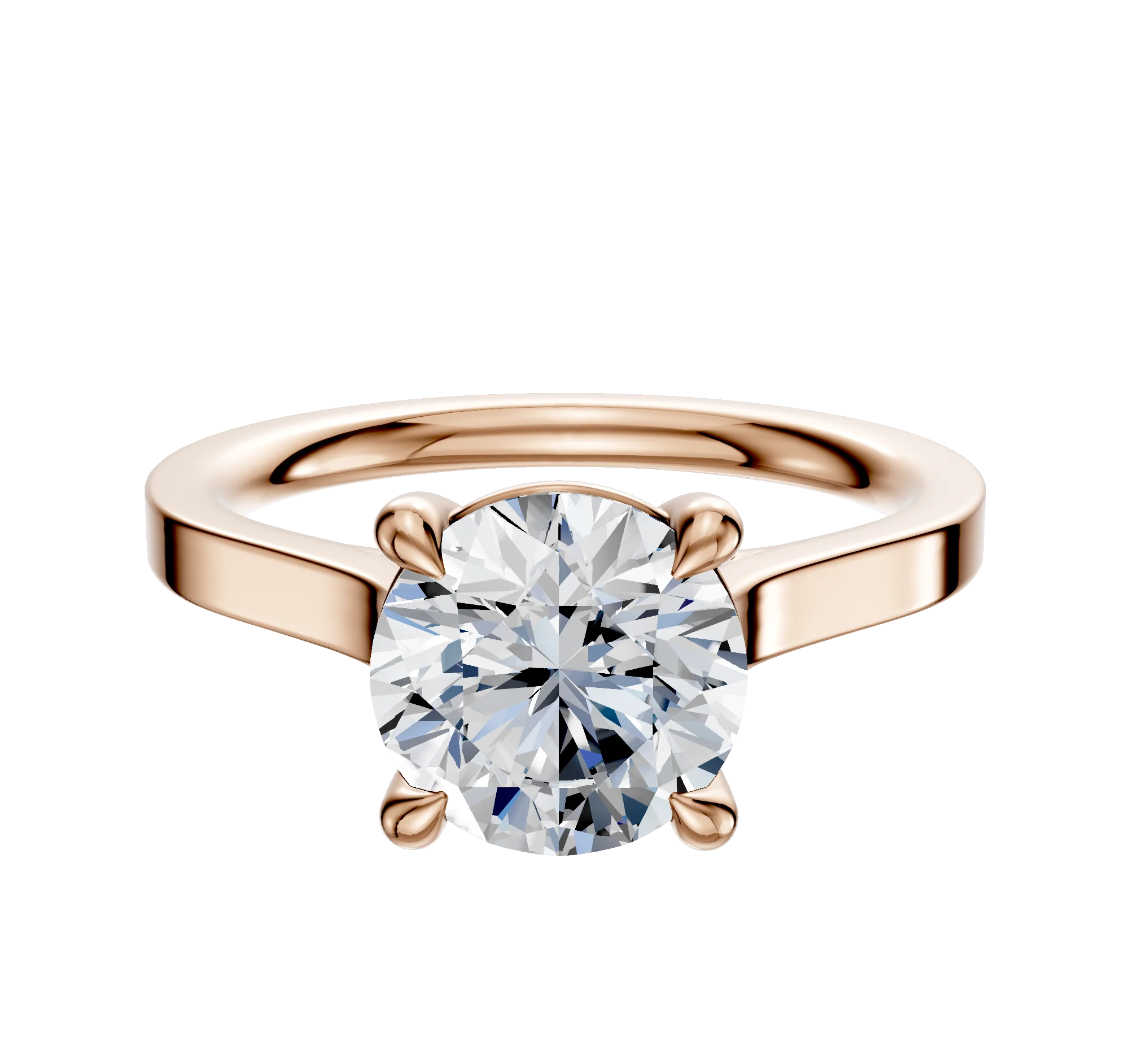 14K Rose Gold 4 Prong Basket Cathedral Flat 2.0mm Engagement Ring