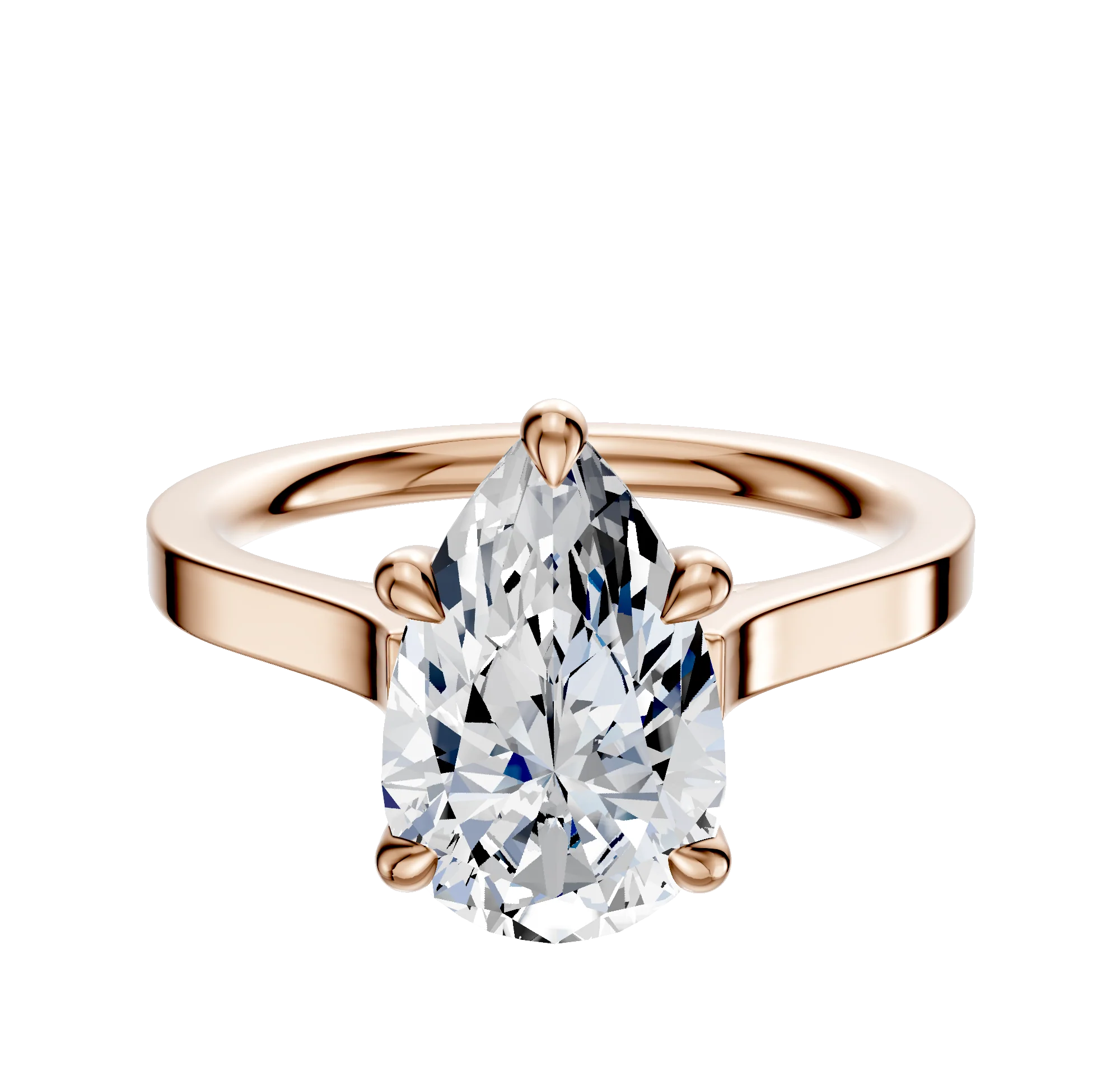 14K Rose Gold 4 Prong Basket Cathedral Flat 2.0mm Engagement Ring