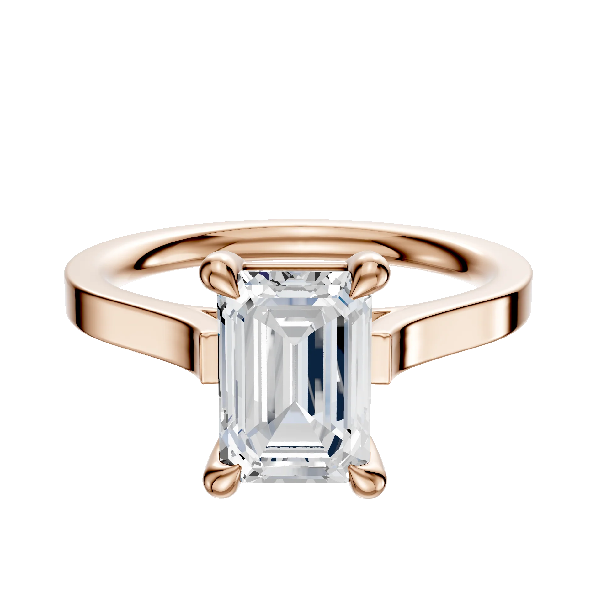 14K Rose Gold 4 Prong Basket Cathedral Flat 2.0mm Engagement Ring