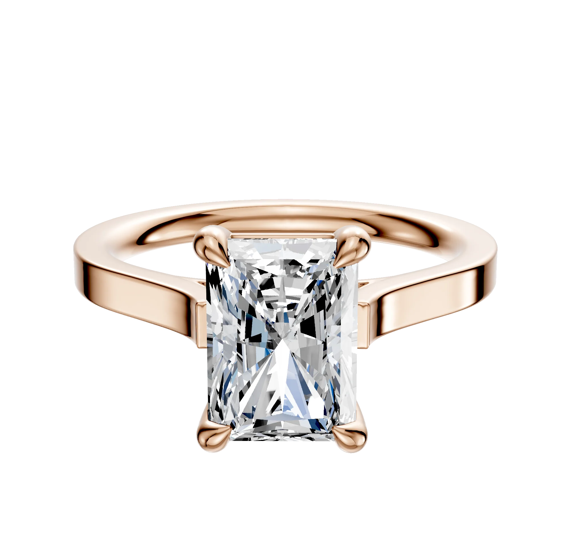 14K Rose Gold 4 Prong Basket Cathedral Flat 2.0mm Engagement Ring