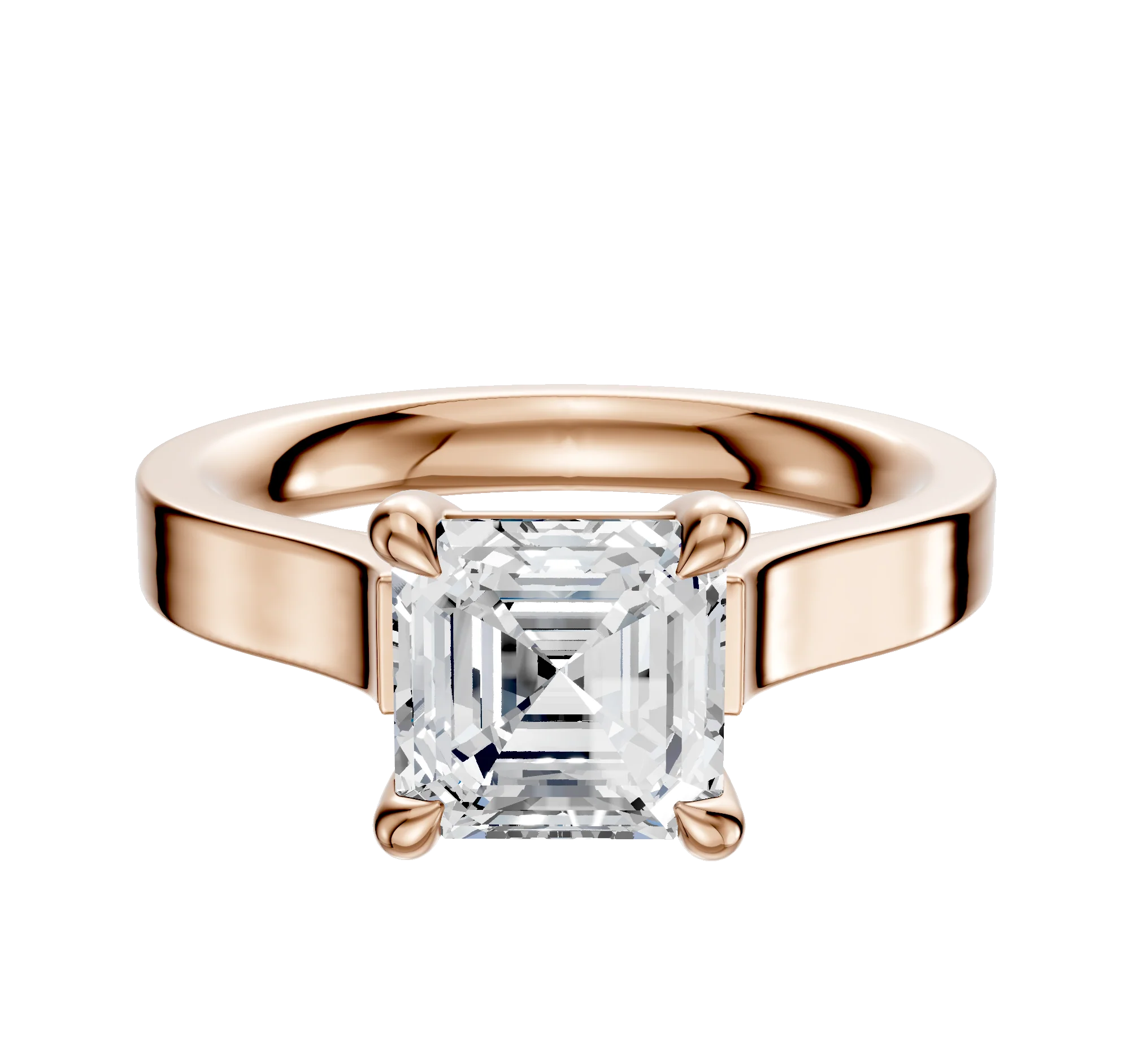 14K Rose Gold 4 Prong Basket Cathedral Flat 3.0mm Engagement Ring