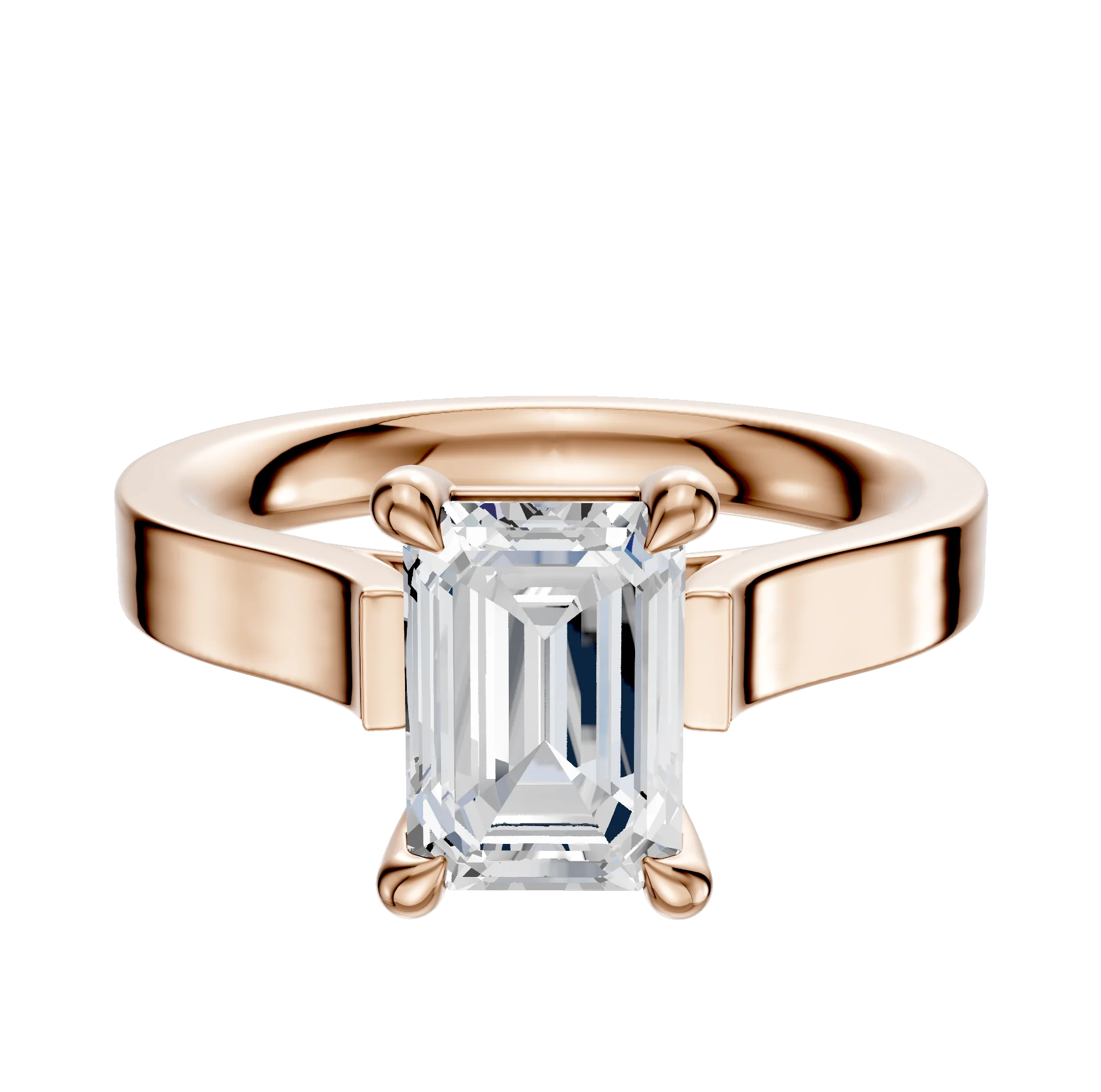 14K Rose Gold 4 Prong Basket Cathedral Flat 3.0mm Engagement Ring