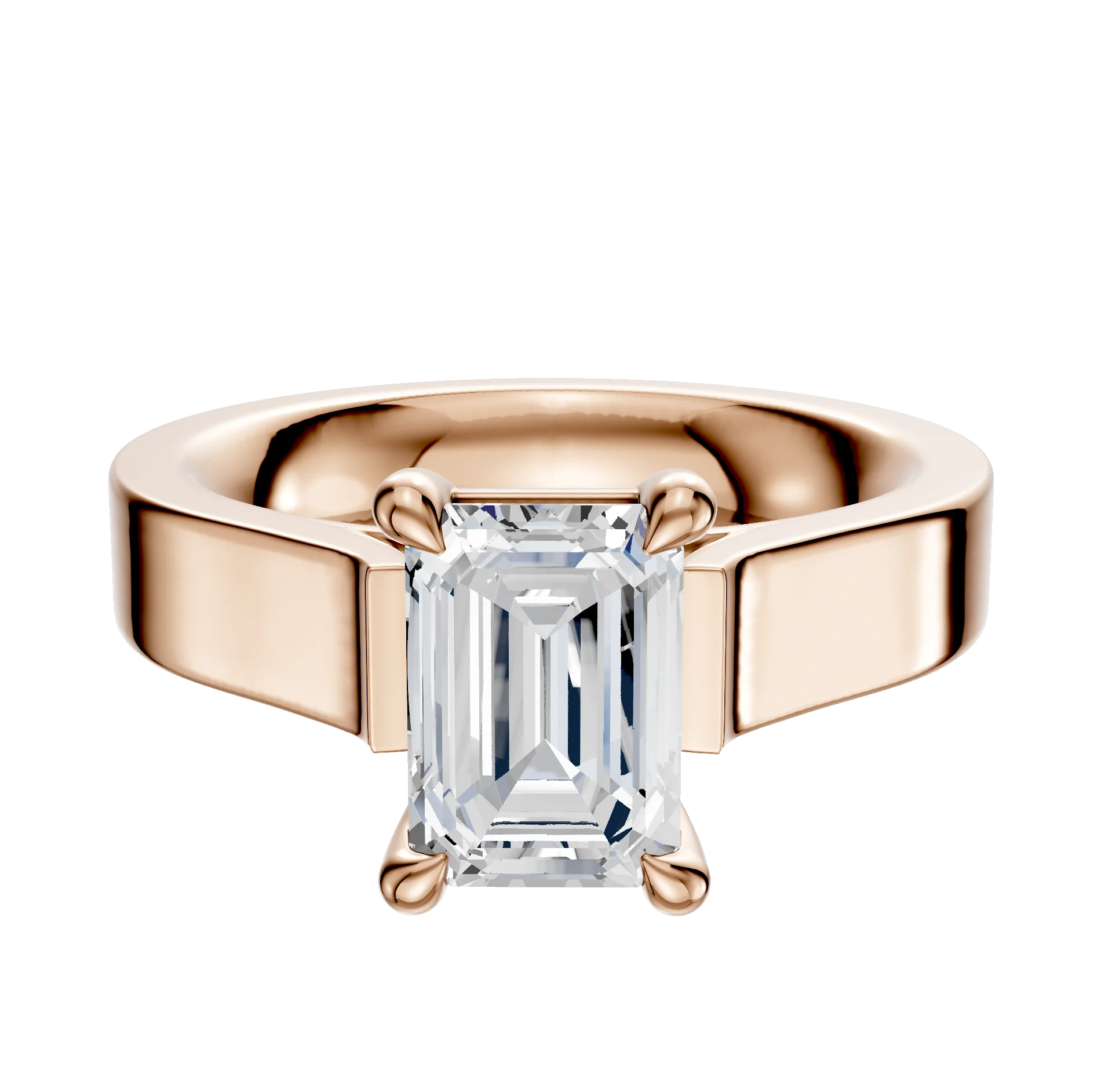 14K Rose Gold 4 Prong Basket Cathedral Flat 4.0mm Engagement Ring