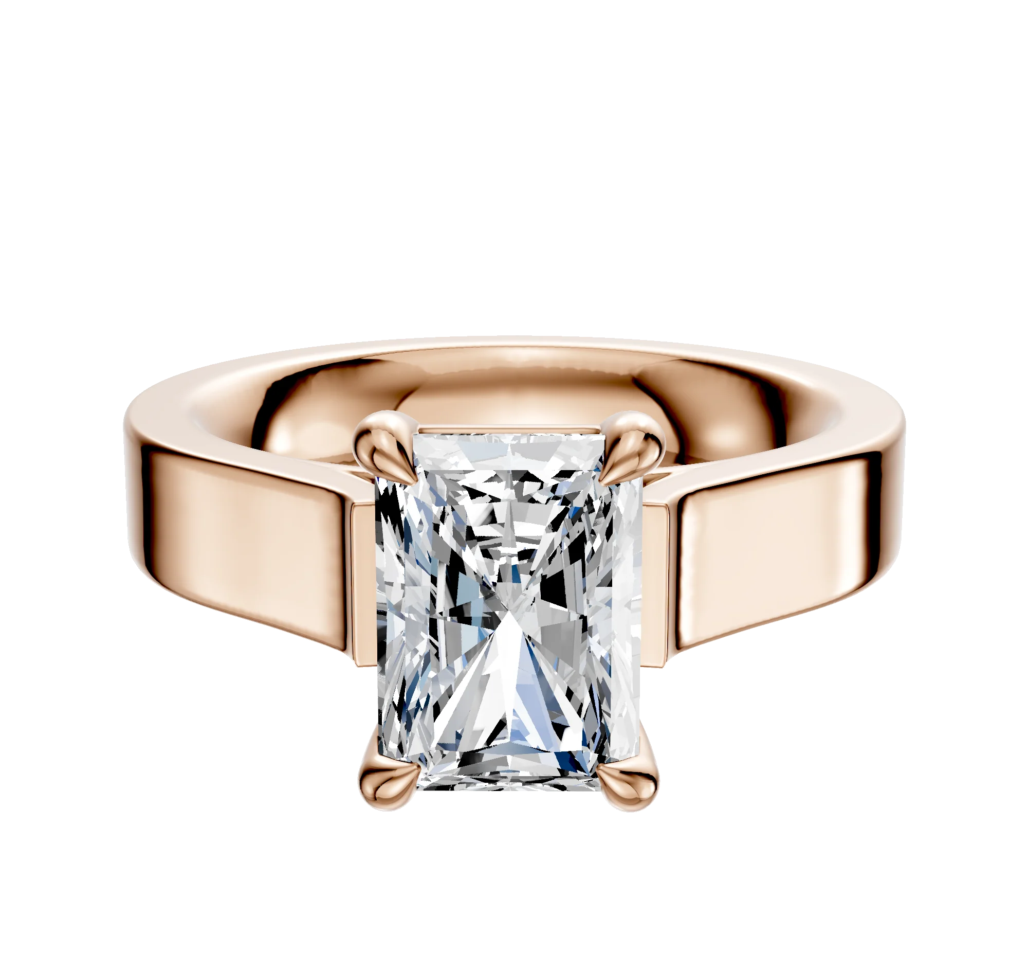14K Rose Gold 4 Prong Basket Cathedral Flat 4.0mm Engagement Ring