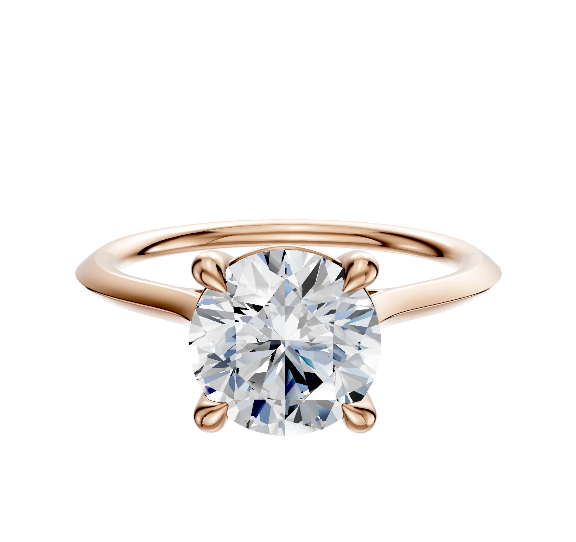 14K Rose Gold 4 Prong Basket Cathedral Knife Edge 1.5mm Engagement Ring