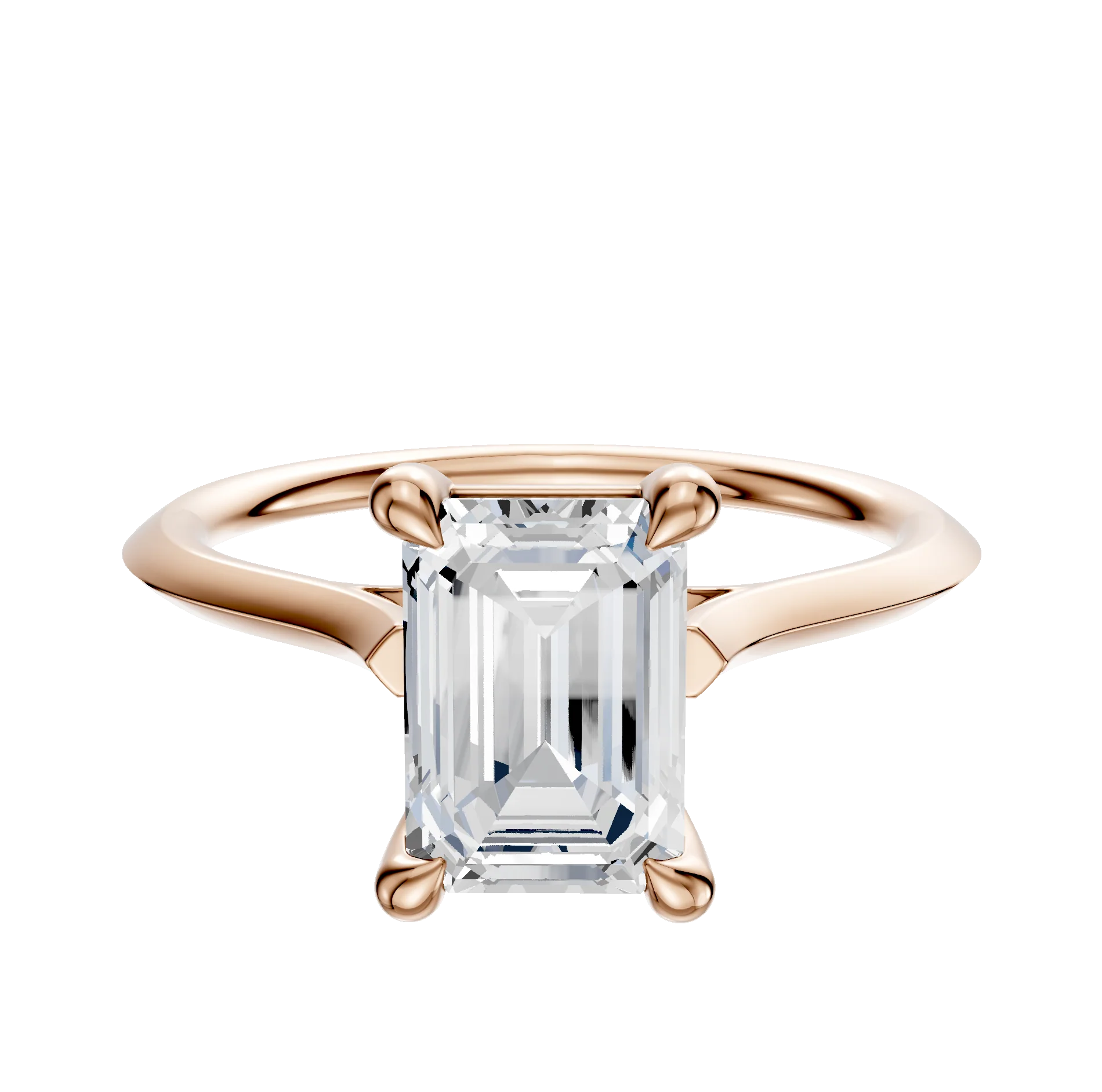 14K Rose Gold 4 Prong Basket Cathedral Knife Edge 1.5mm Engagement Ring