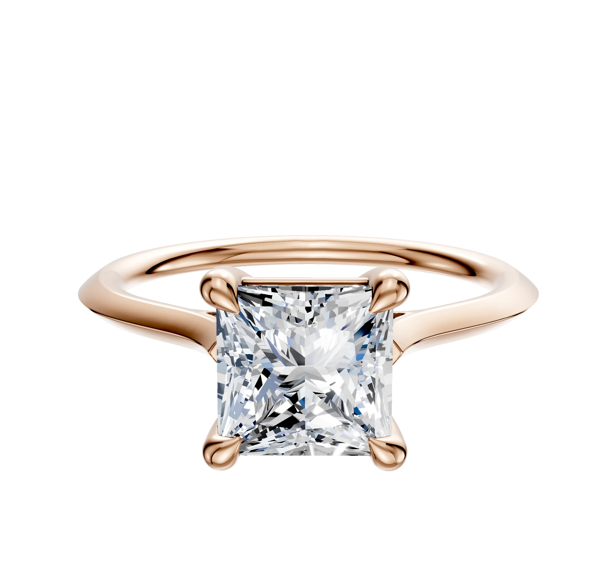 14K Rose Gold 4 Prong Basket Cathedral Knife Edge 1.5mm Engagement Ring