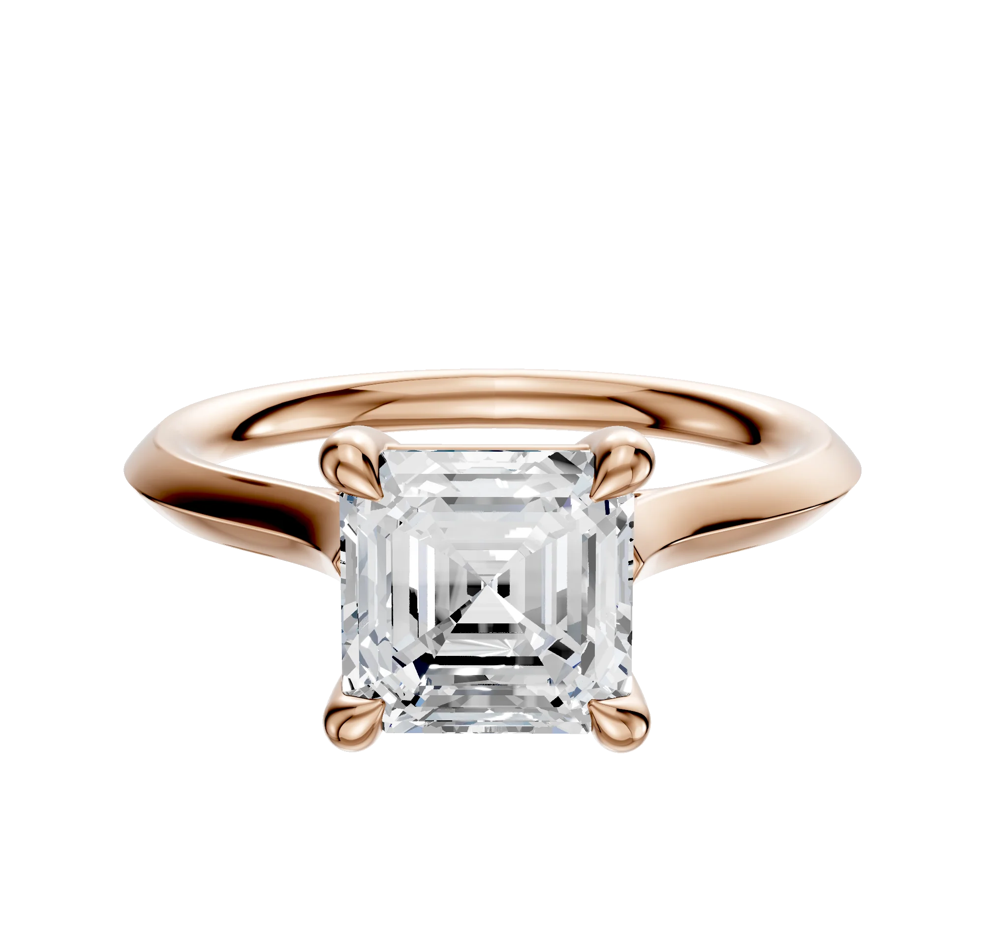 14K Rose Gold 4 Prong Basket Cathedral Knife Edge 2.0mm Engagement Ring