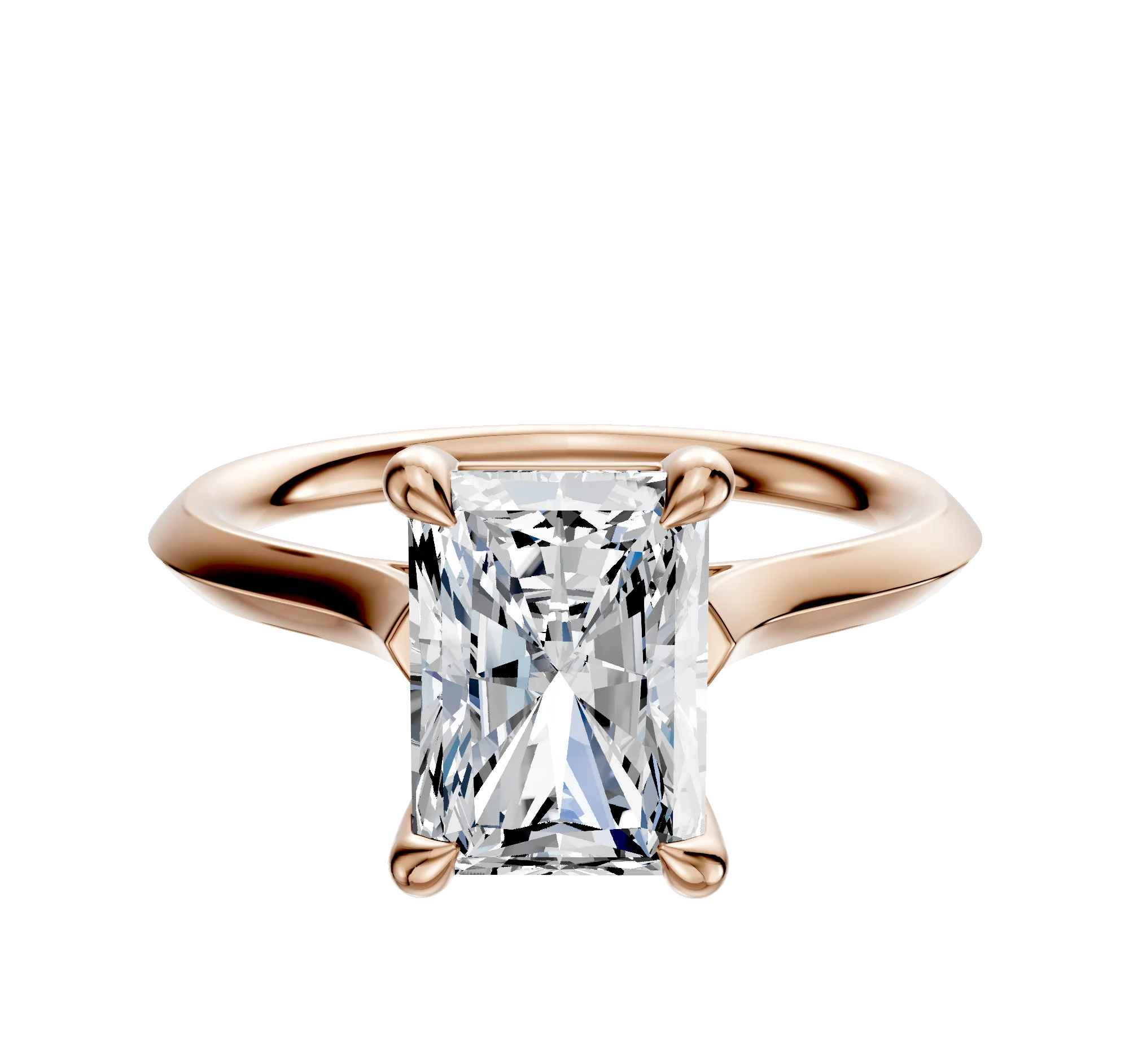 14K Rose Gold 4 Prong Basket Cathedral Knife Edge 2.0mm Engagement Ring