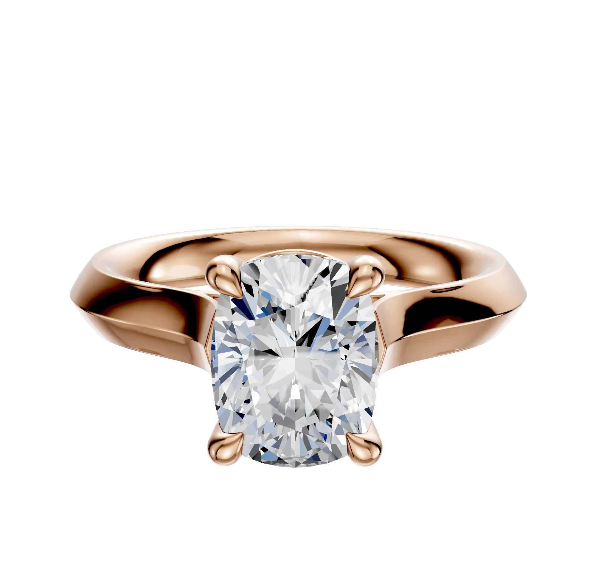 14K Rose Gold 4 Prong Basket Cathedral Knife Edge 3.0mm Engagement Ring