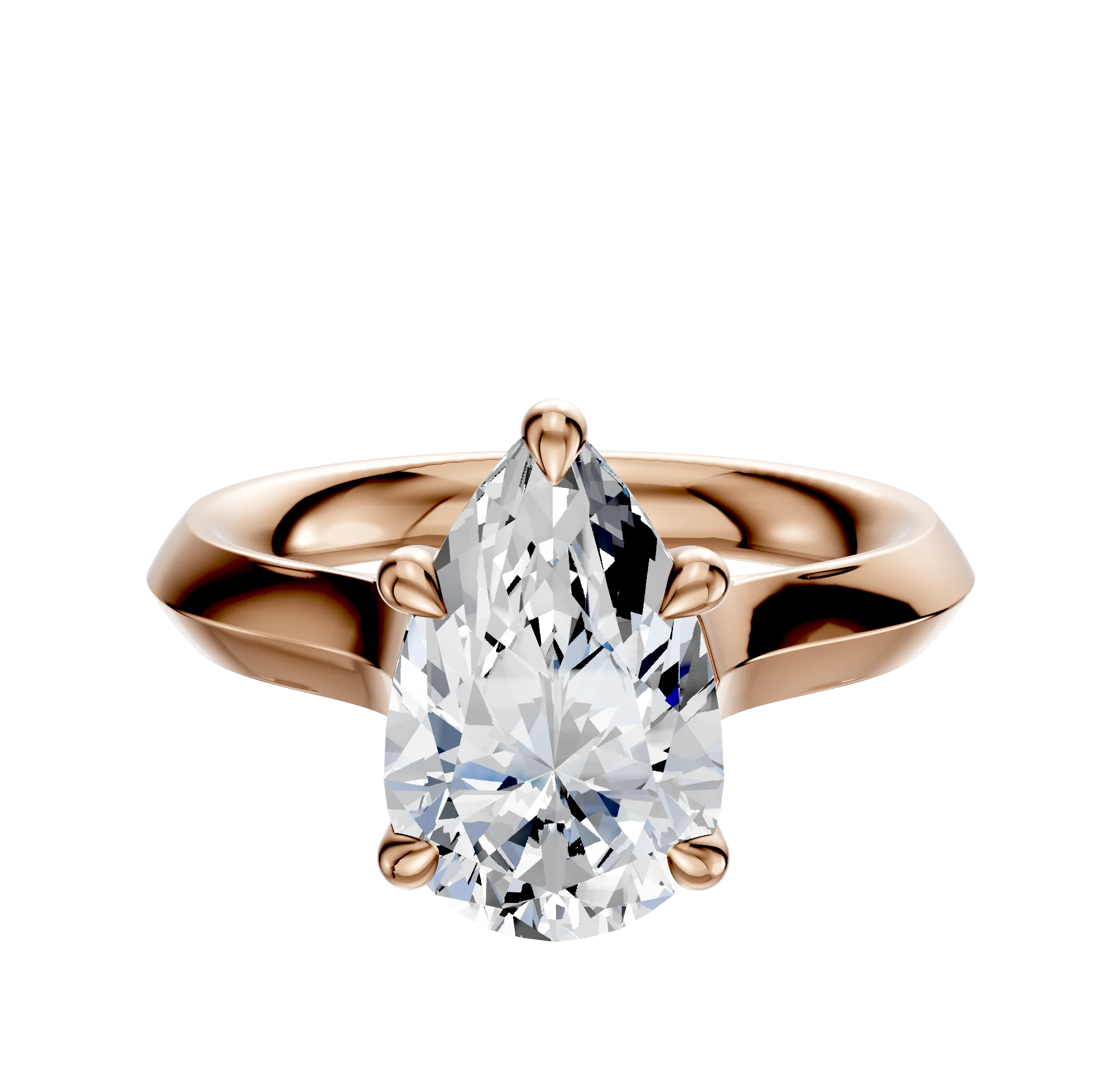14K Rose Gold 4 Prong Basket Cathedral Knife Edge 3.0mm Engagement Ring