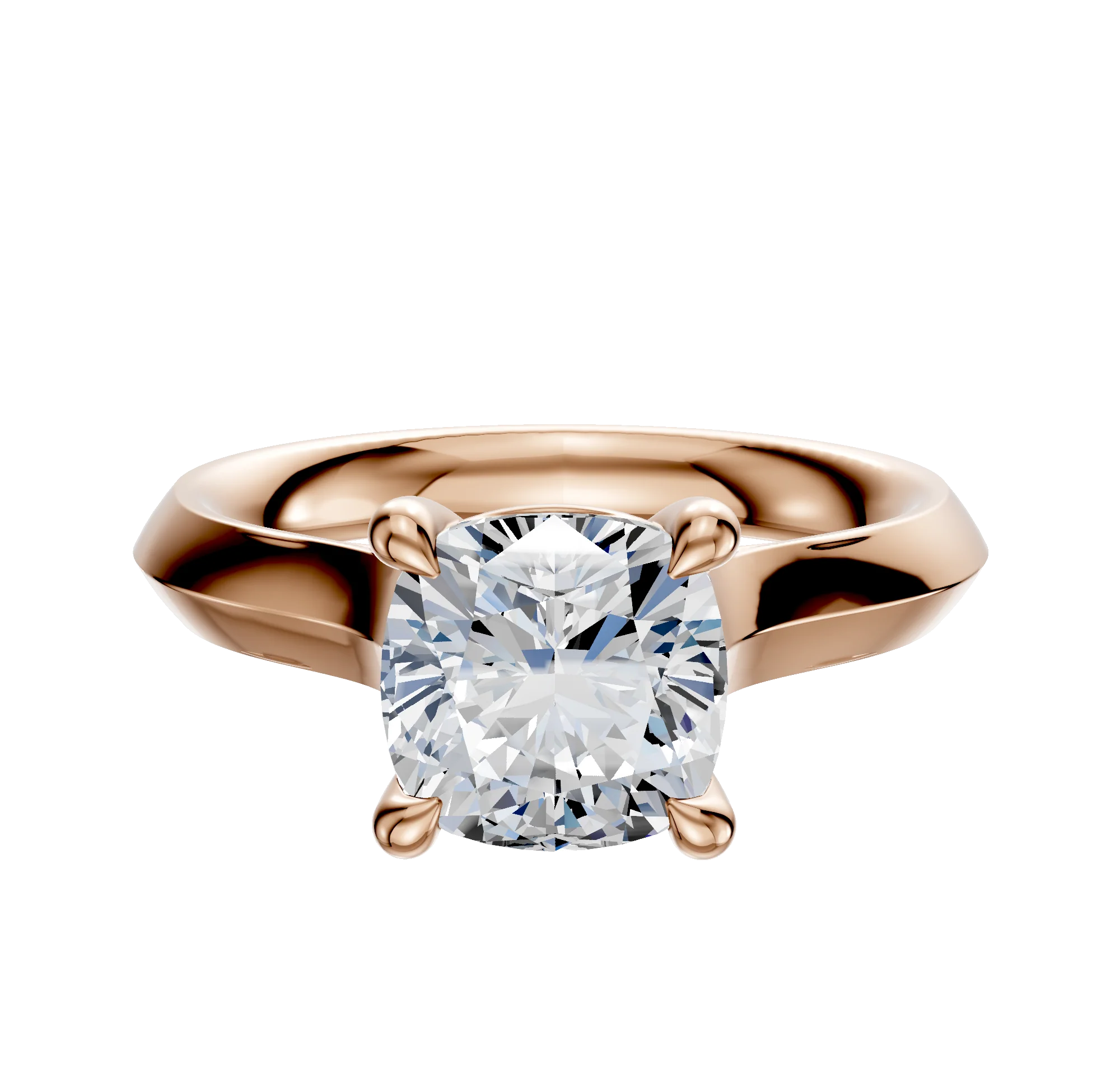 14K Rose Gold 4 Prong Basket Cathedral Knife Edge 3.0mm Engagement Ring