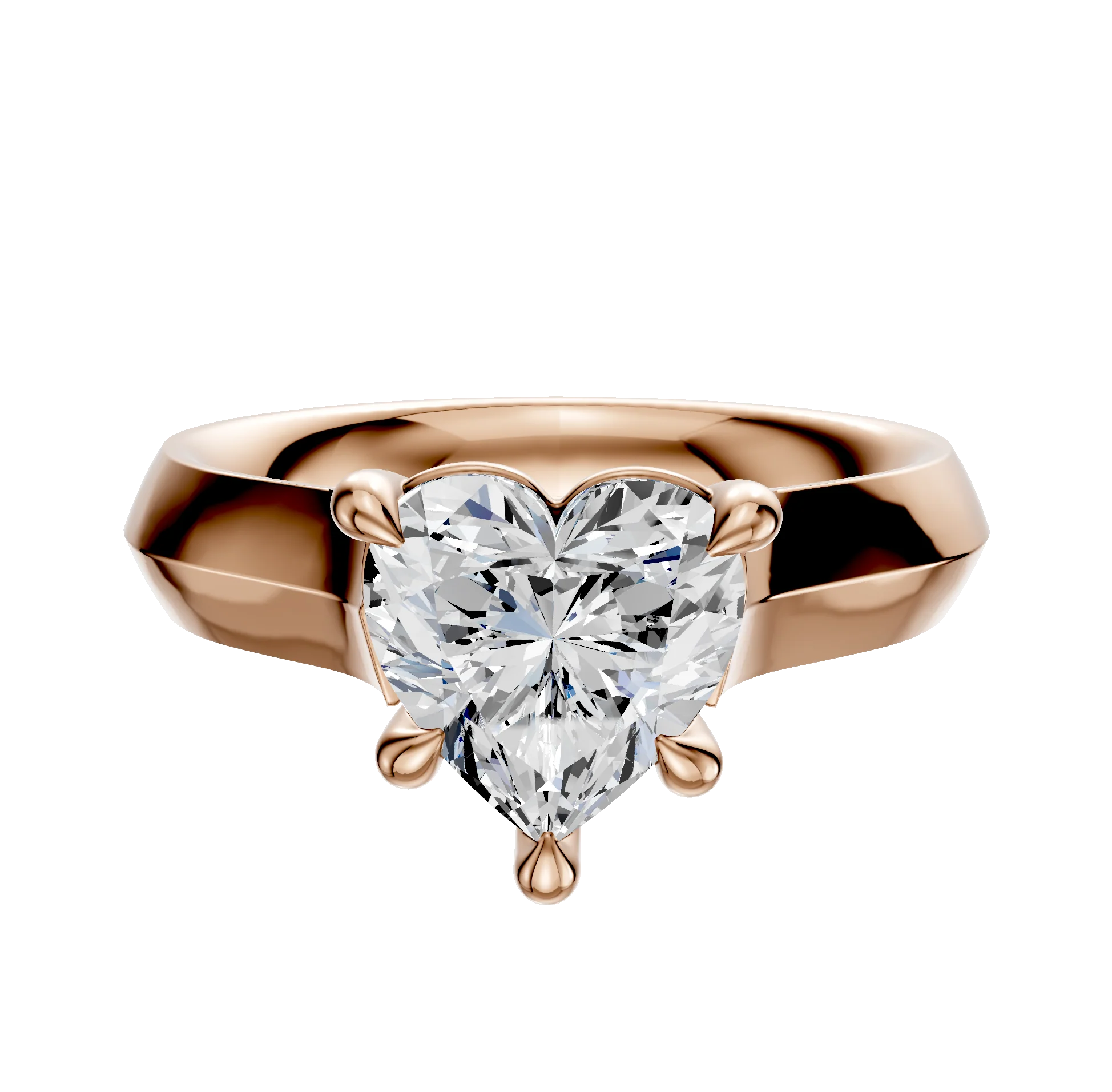 14K Rose Gold 4 Prong Basket Cathedral Knife Edge 4.0mm Engagement Ring
