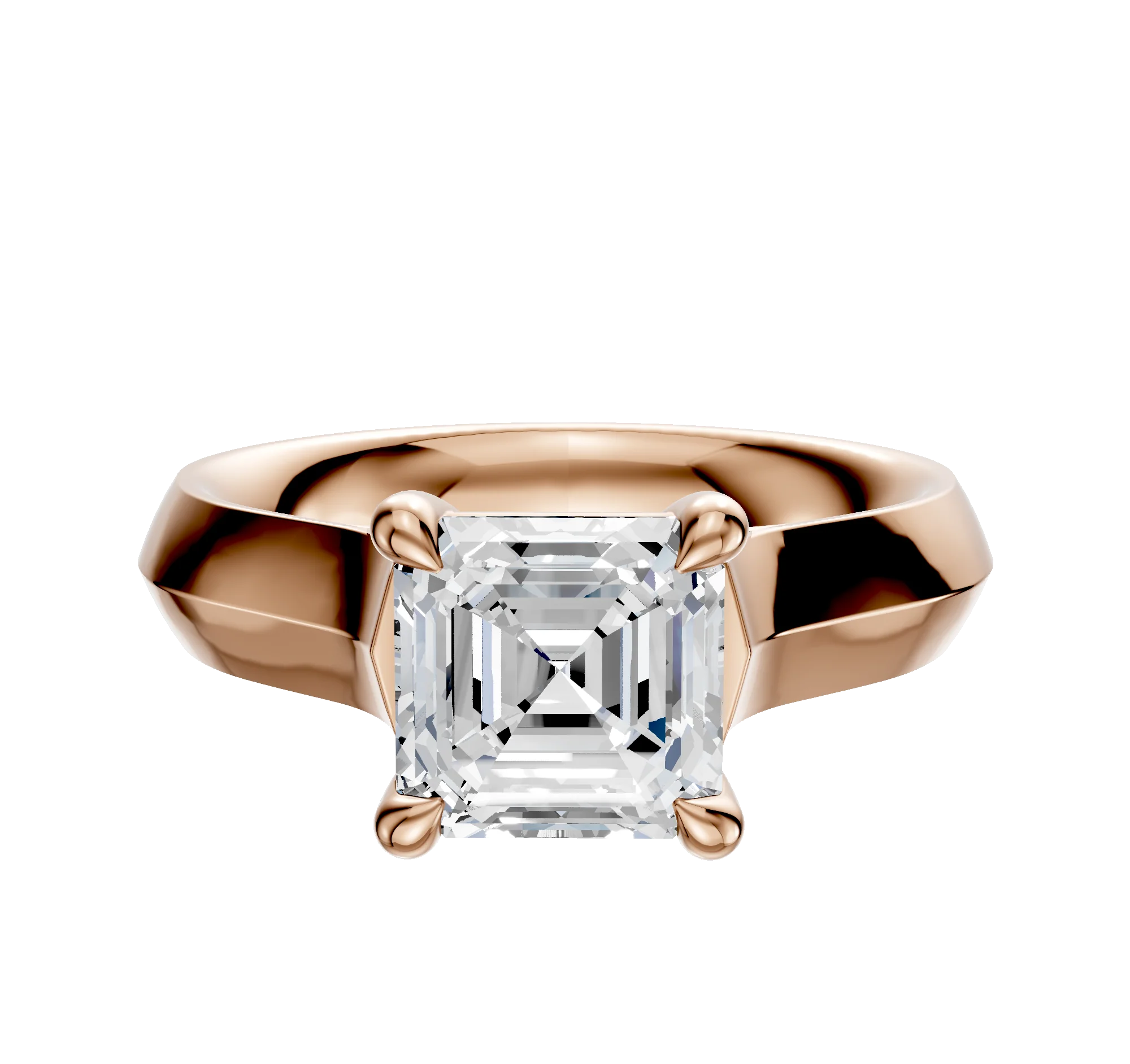 14K Rose Gold 4 Prong Basket Cathedral Knife Edge 4.0mm Engagement Ring