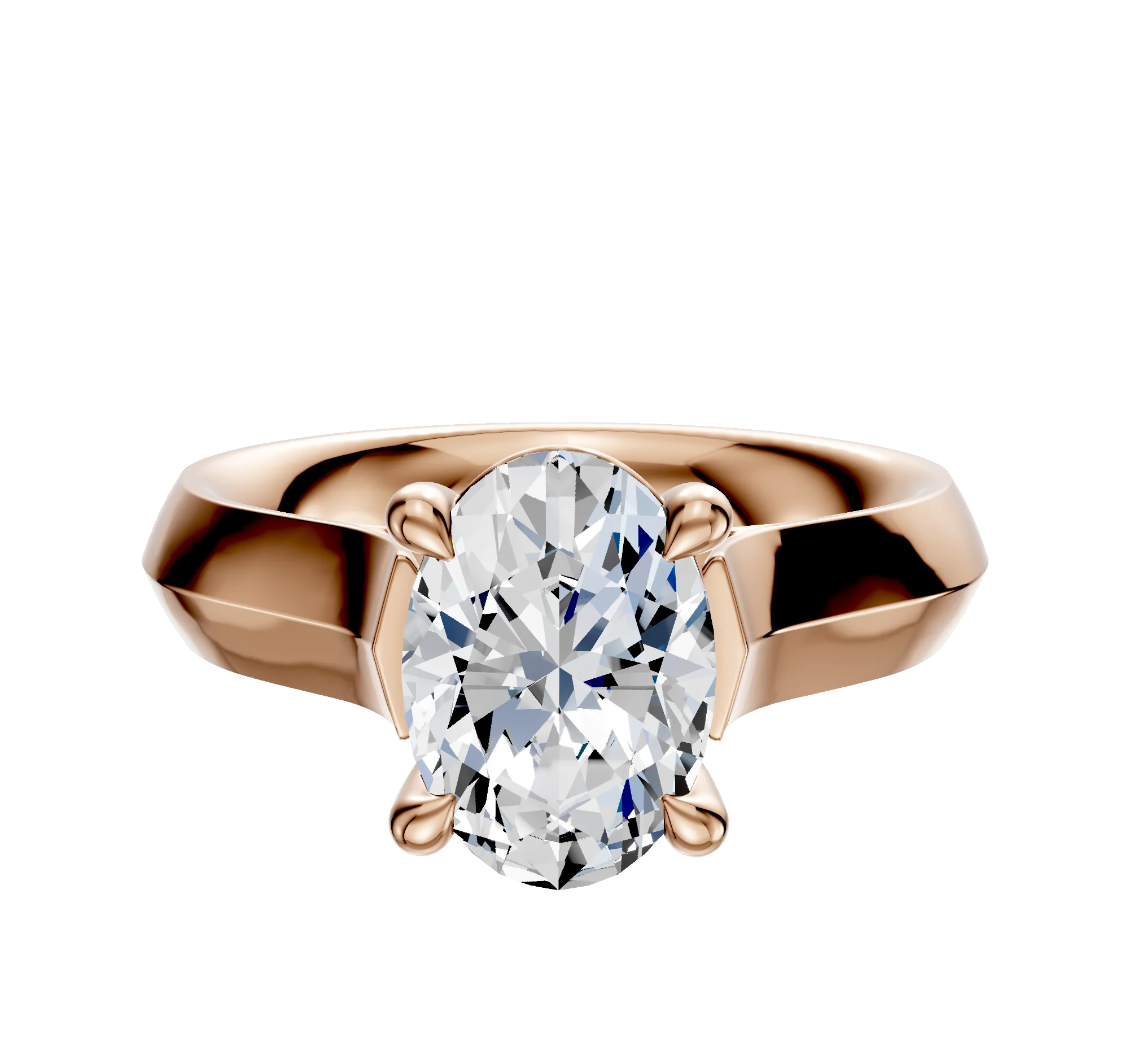 14K Rose Gold 4 Prong Basket Cathedral Knife Edge 4.0mm Engagement Ring