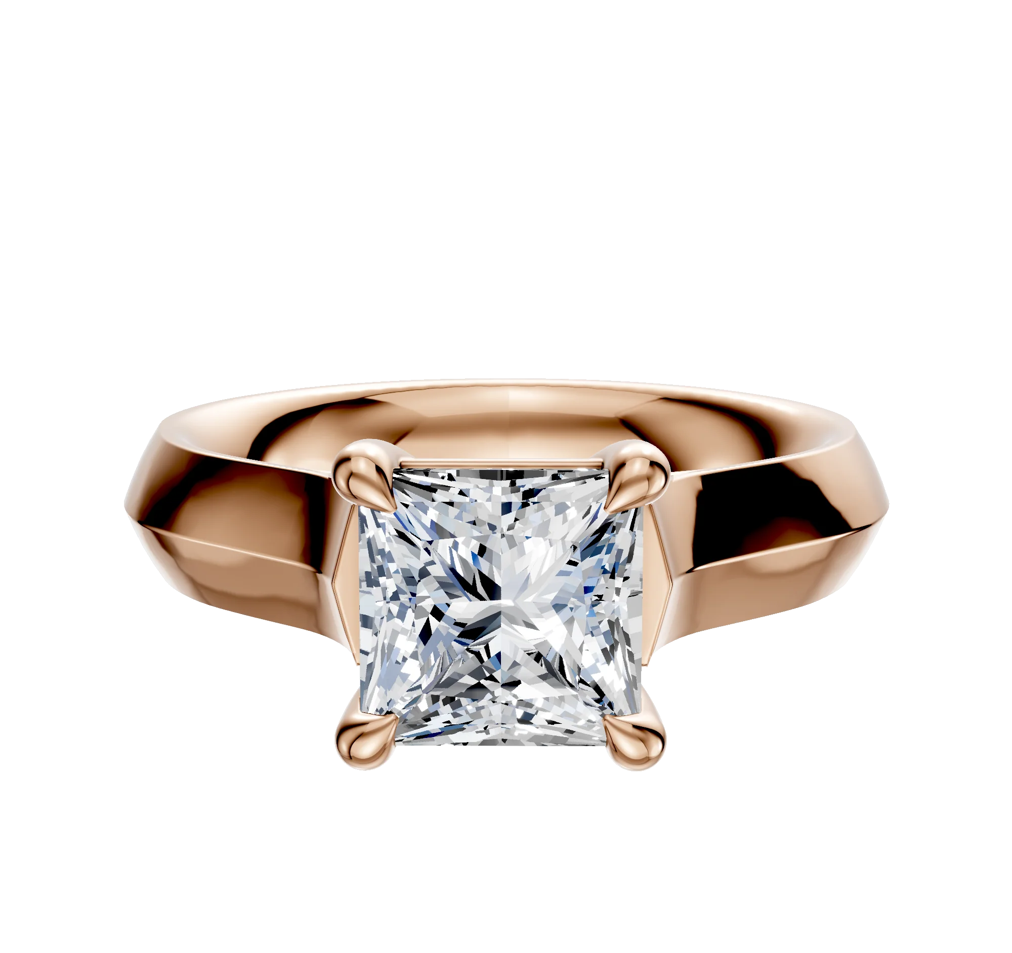 14K Rose Gold 4 Prong Basket Cathedral Knife Edge 4.0mm Engagement Ring