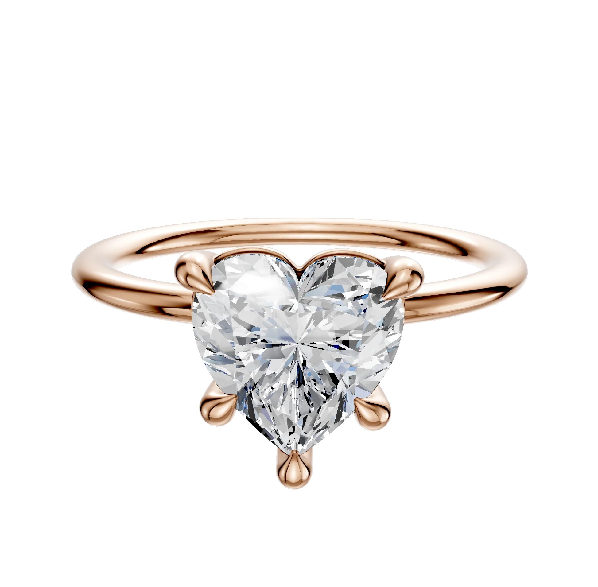 14K Rose Gold 4 Prong Basket Classic Dome 1.5mm Engagement Ring