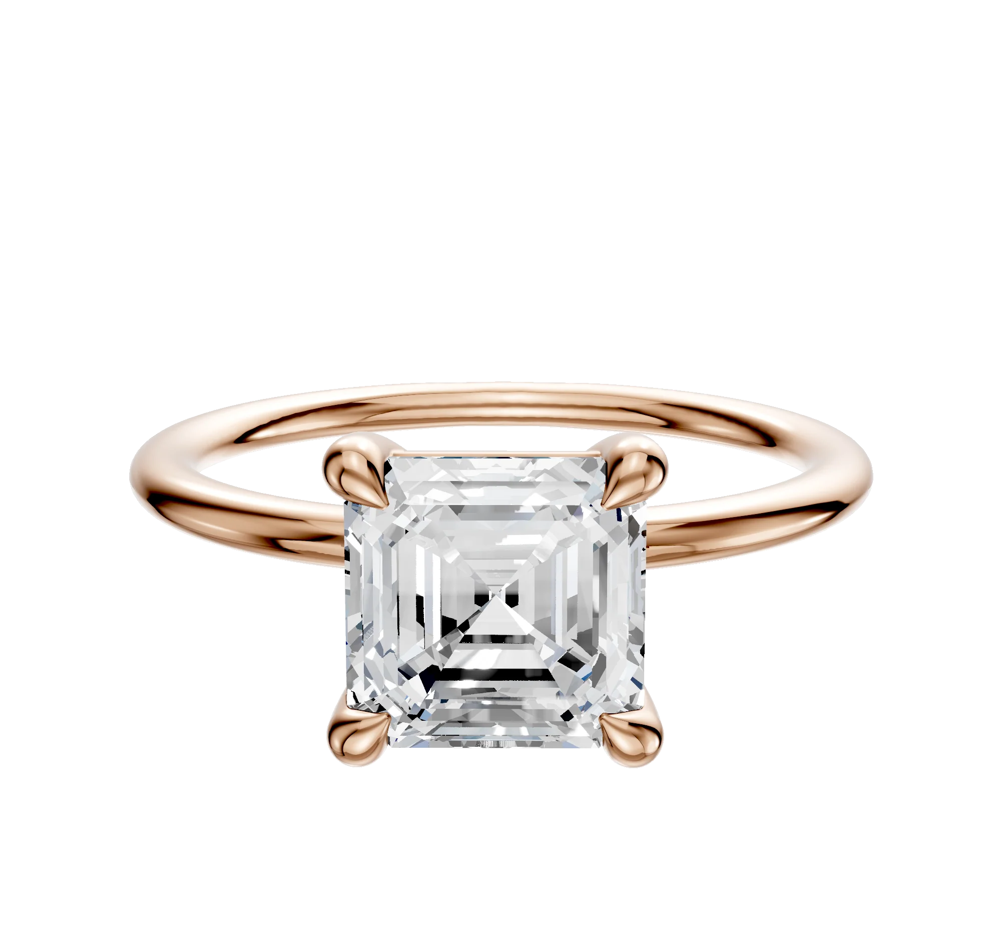 14K Rose Gold 4 Prong Basket Classic Dome 1.5mm Engagement Ring