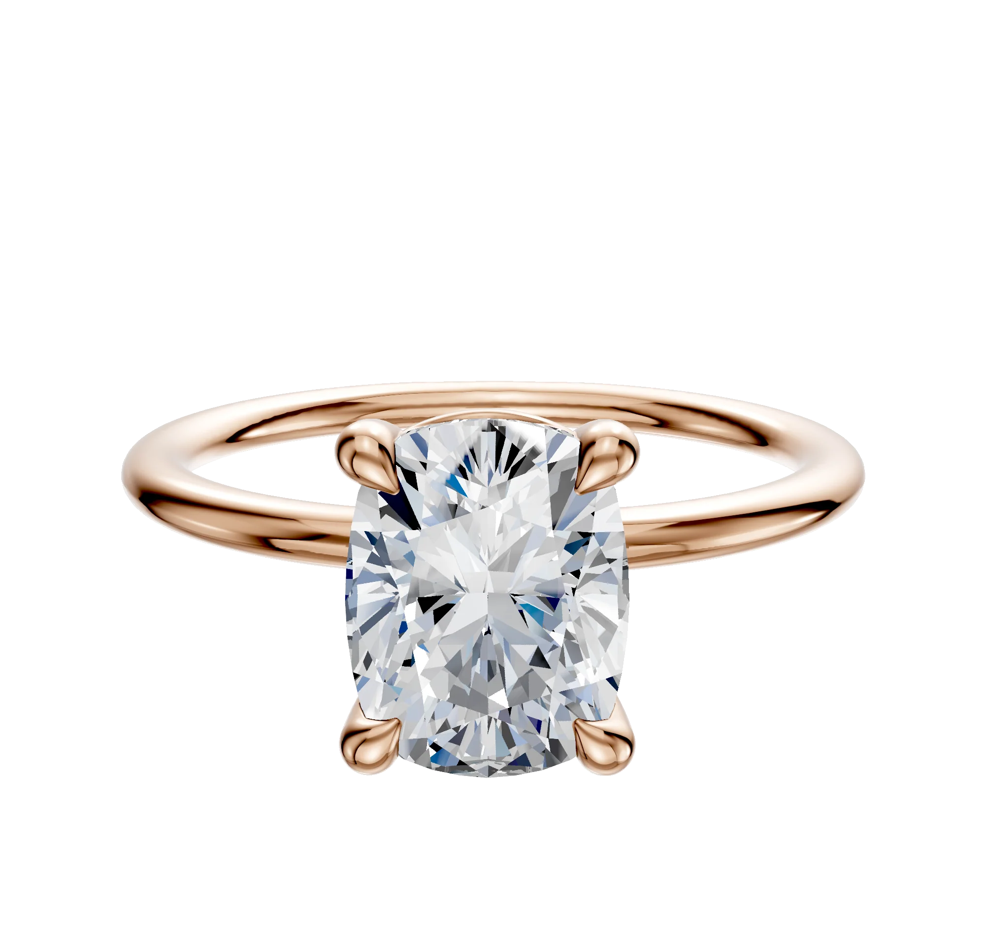 14K Rose Gold 4 Prong Basket Classic Dome 1.5mm Engagement Ring