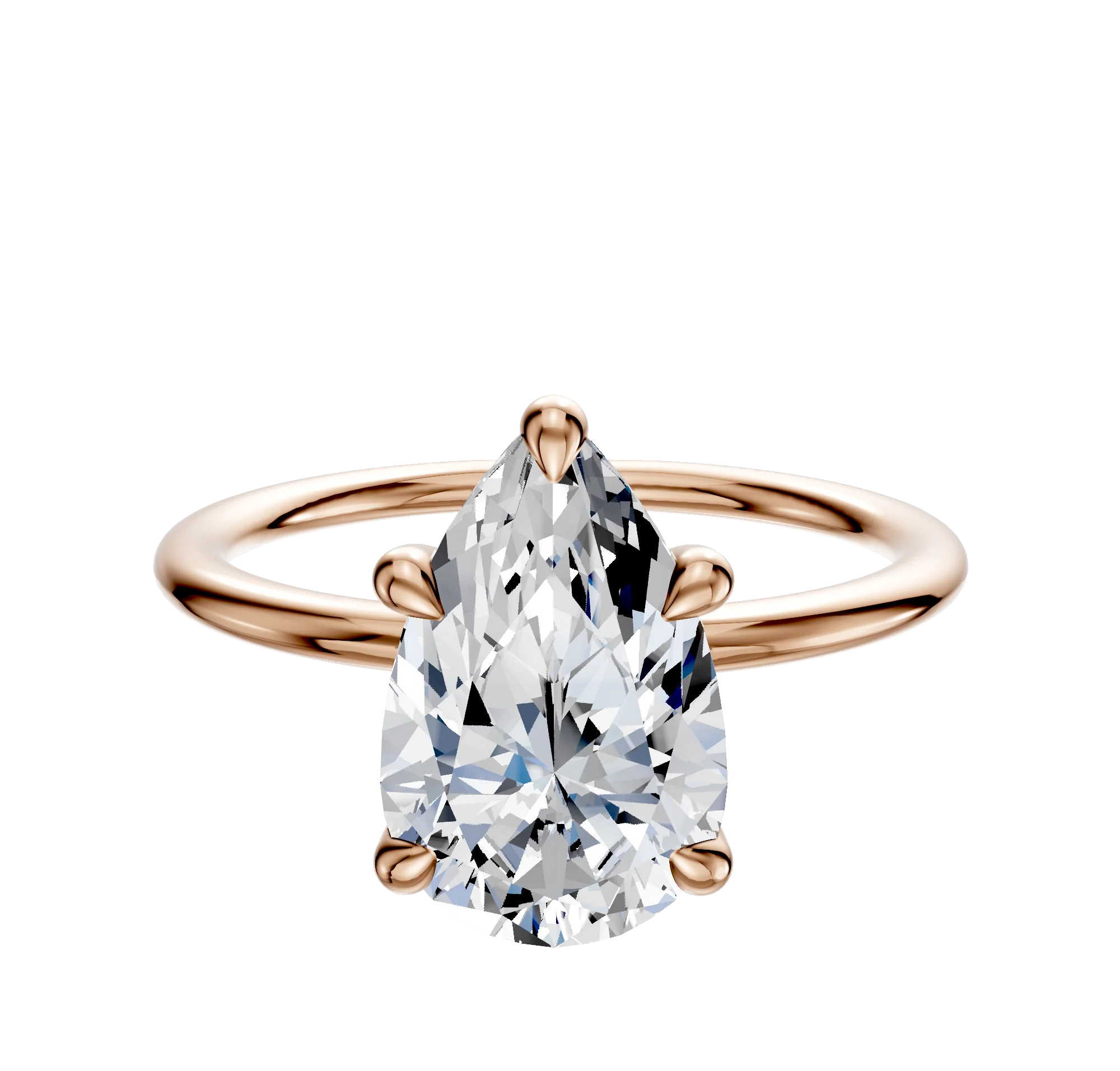 14K Rose Gold 4 Prong Basket Classic Dome 1.5mm Engagement Ring