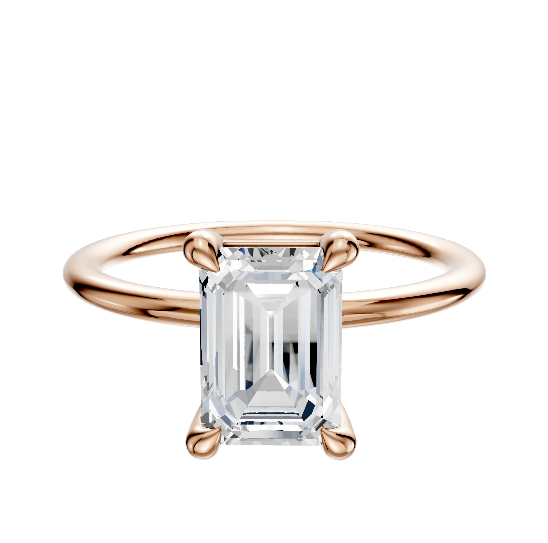 14K Rose Gold 4 Prong Basket Classic Dome 1.5mm Engagement Ring