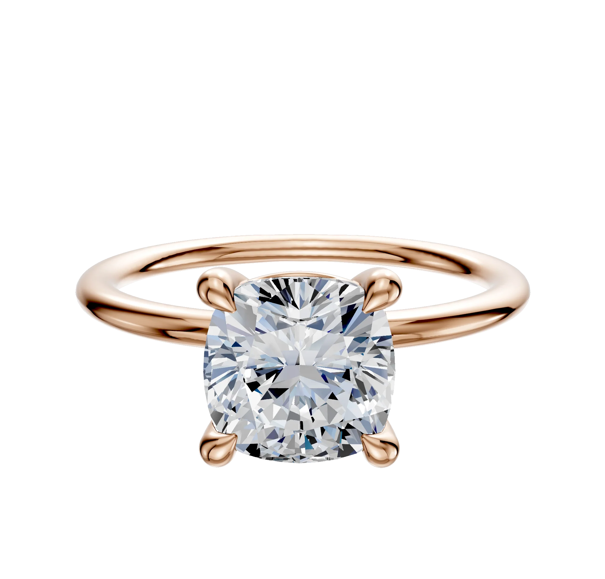 14K Rose Gold 4 Prong Basket Classic Dome 1.5mm Engagement Ring