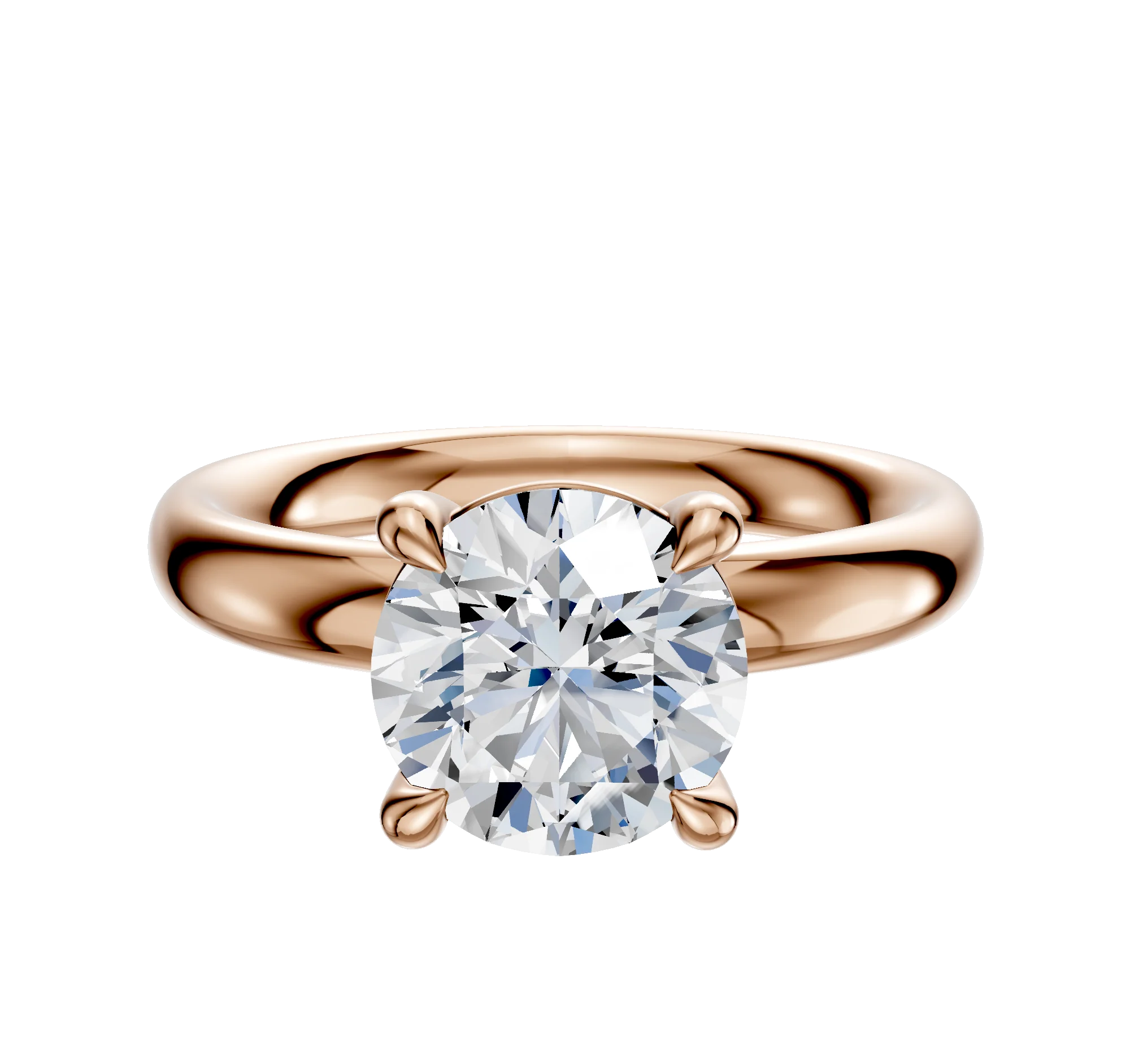 14K Rose Gold 4 Prong Basket Classic Dome 3.0mm Engagement Ring
