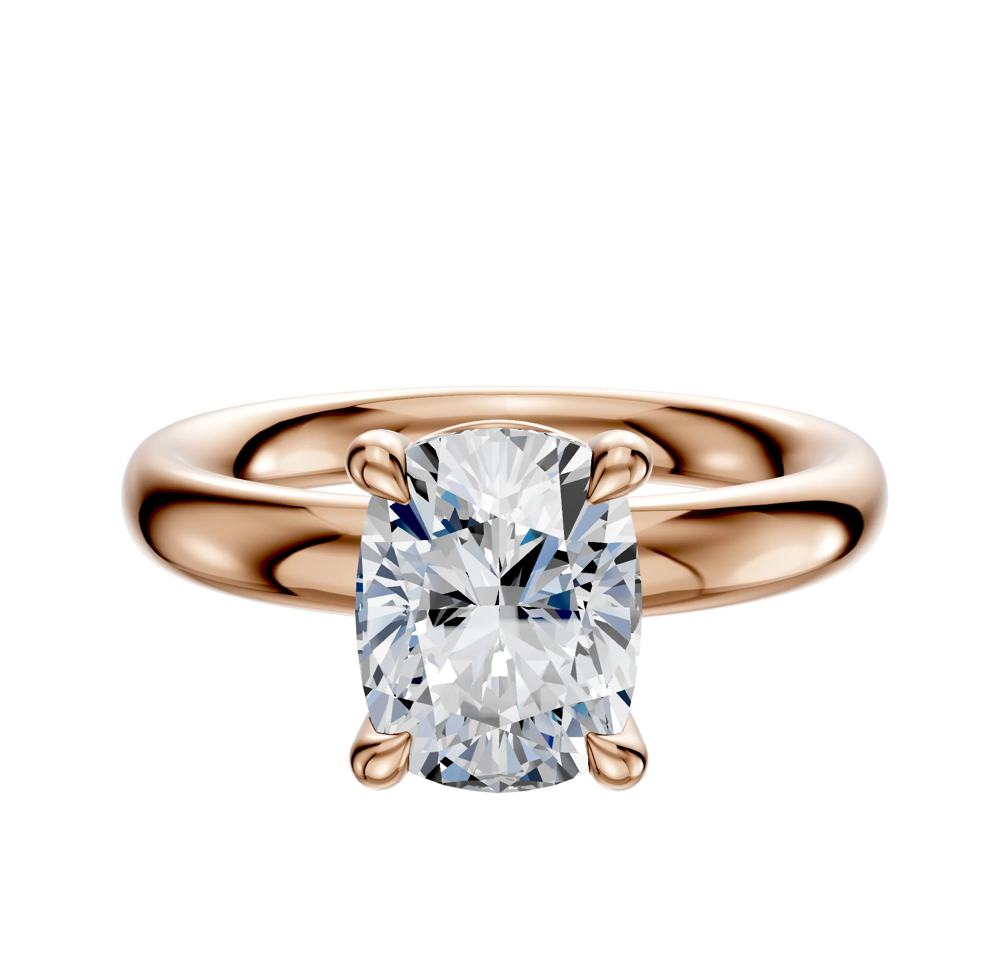 14K Rose Gold 4 Prong Basket Classic Dome 3.0mm Engagement Ring
