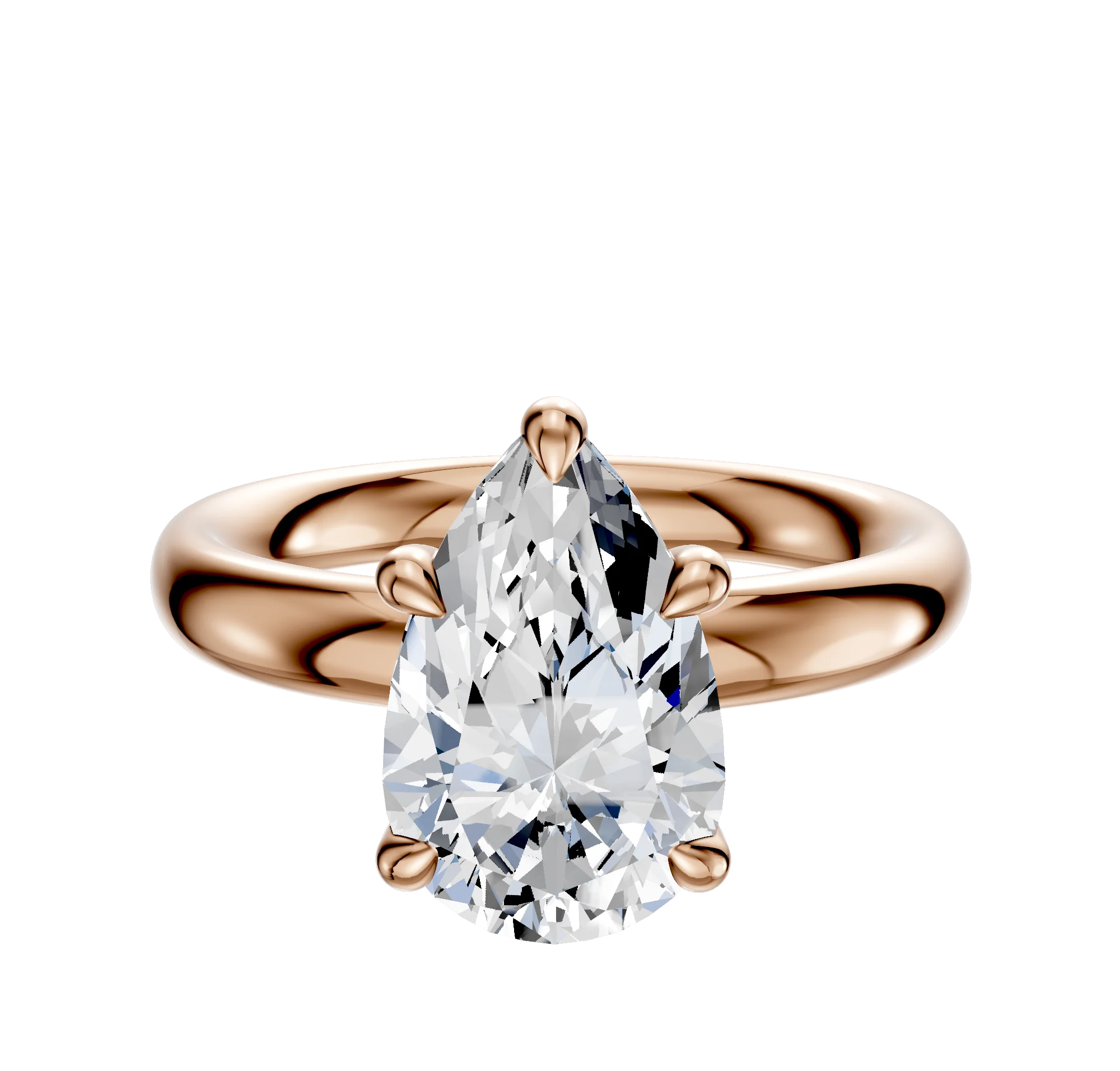 14K Rose Gold 4 Prong Basket Classic Dome 3.0mm Engagement Ring