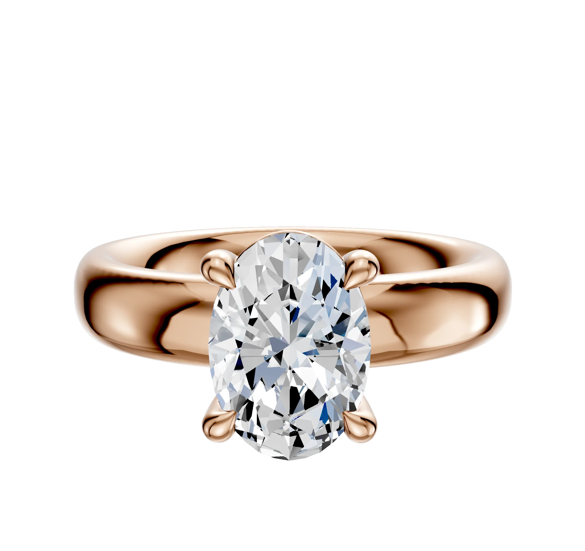 14K Rose Gold 4 Prong Basket Classic Dome 4.0mm Engagement Ring
