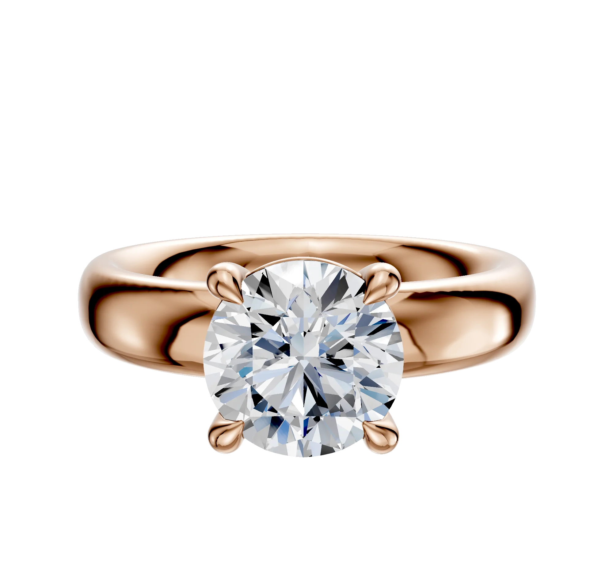 14K Rose Gold 4 Prong Basket Classic Dome 4.0mm Engagement Ring