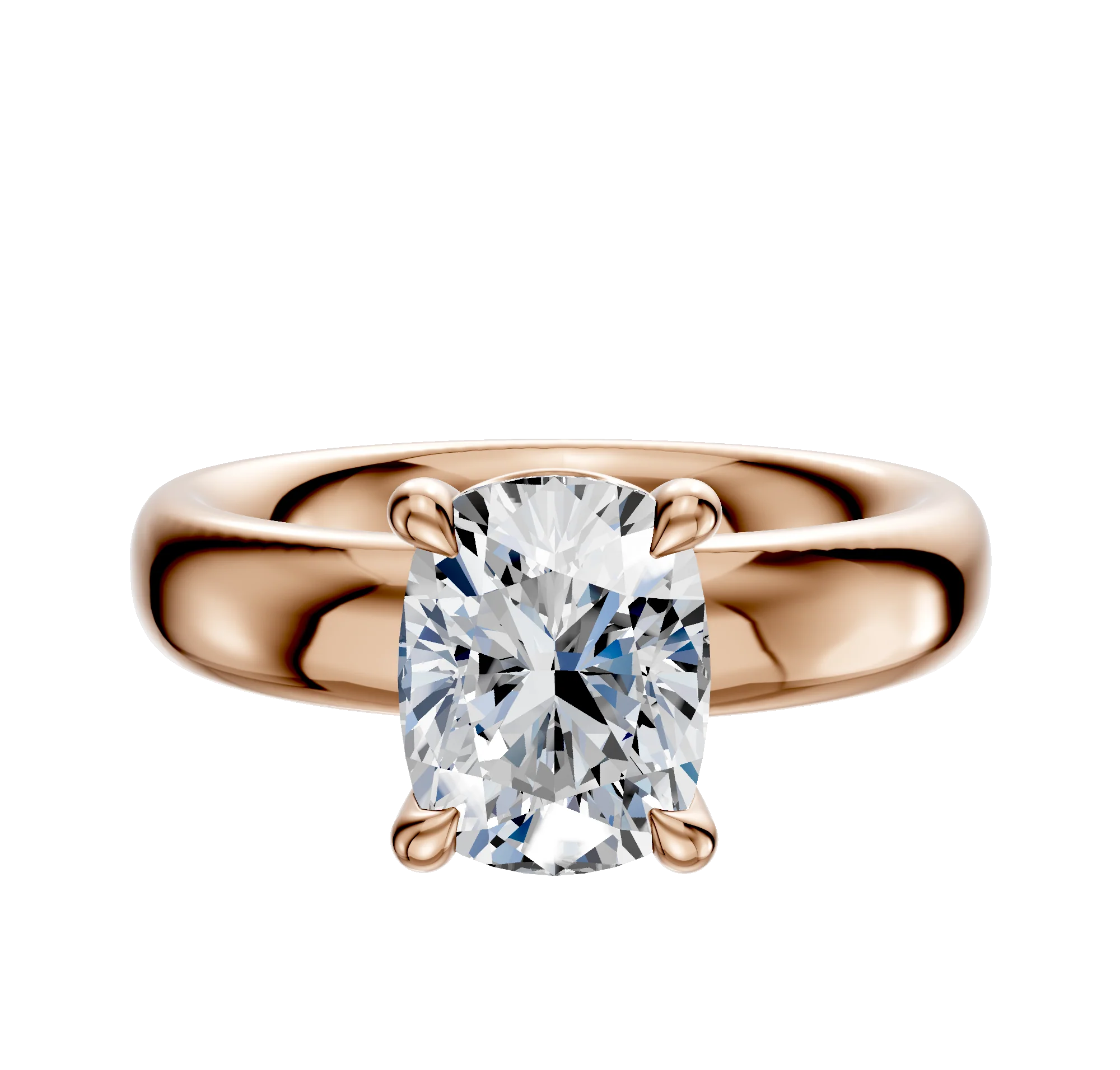 14K Rose Gold 4 Prong Basket Classic Dome 4.0mm Engagement Ring