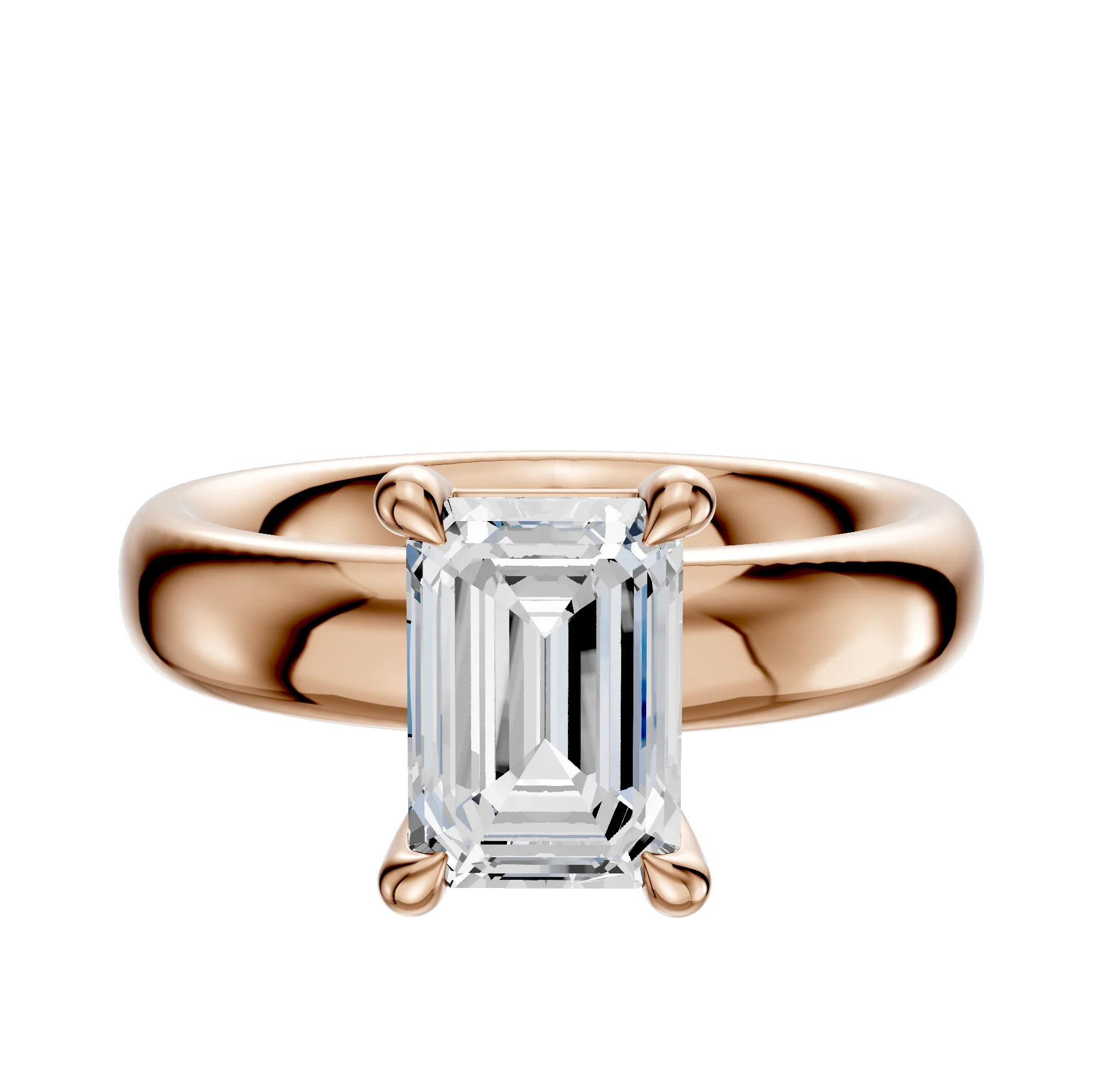 14K Rose Gold 4 Prong Basket Classic Dome 4.0mm Engagement Ring