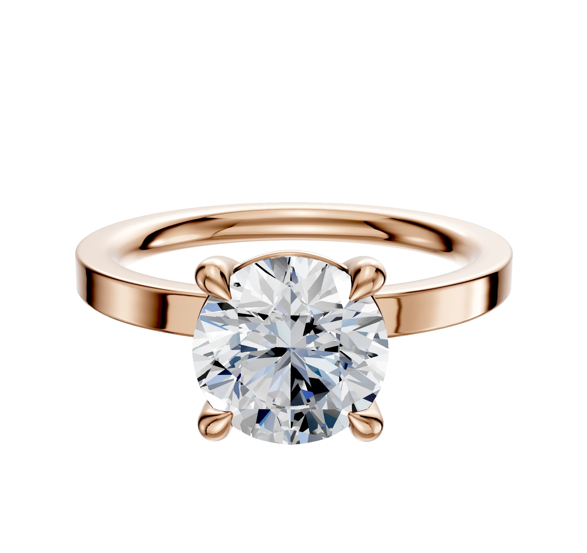 14K Rose Gold 4 Prong Basket Classic Flat 2.0mm Engagement Ring