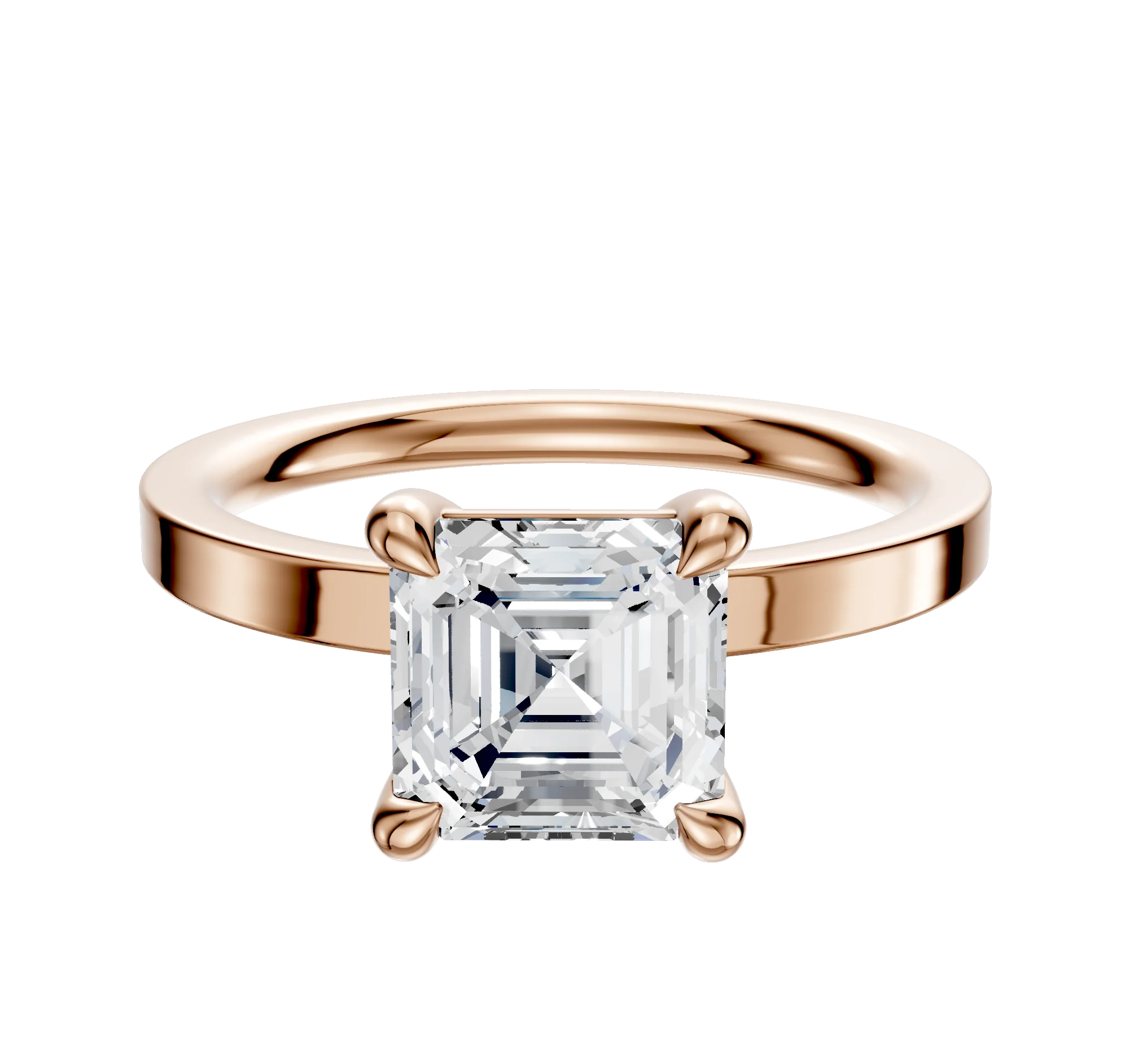 14K Rose Gold 4 Prong Basket Classic Flat 2.0mm Engagement Ring