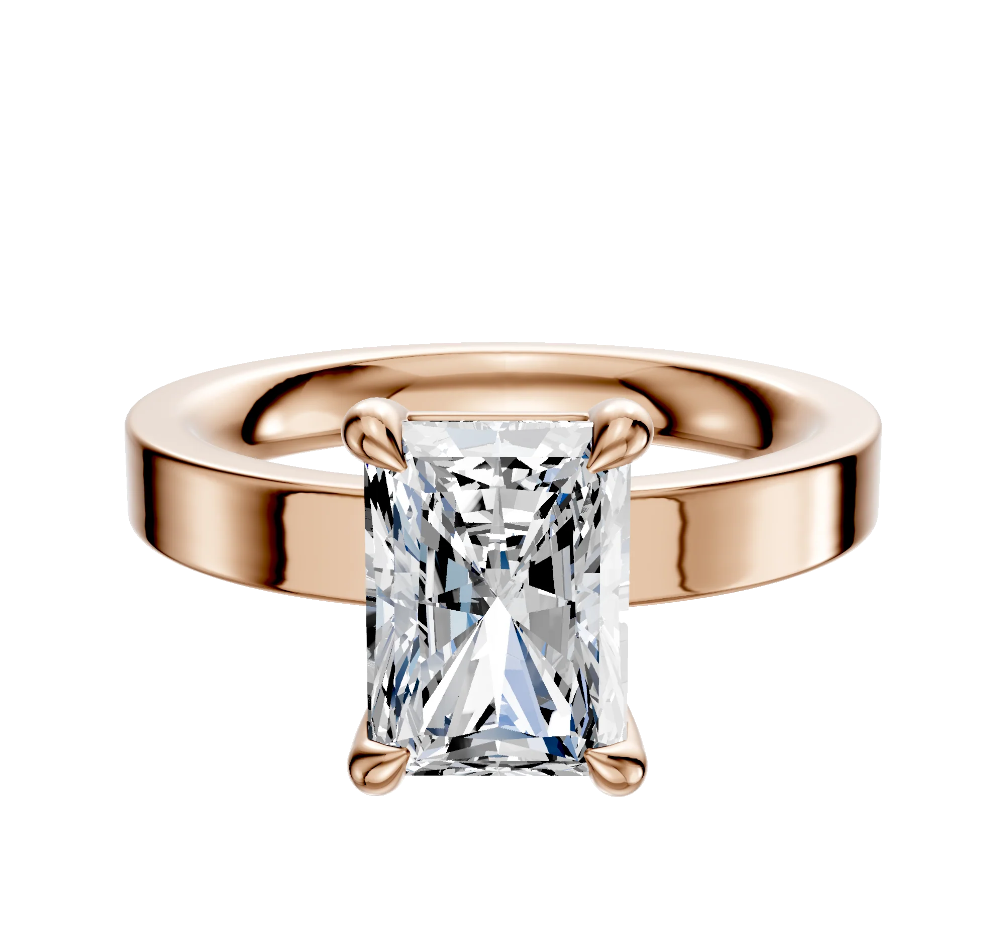 14K Rose Gold 4 Prong Basket Classic Flat 3.0mm Engagement Ring