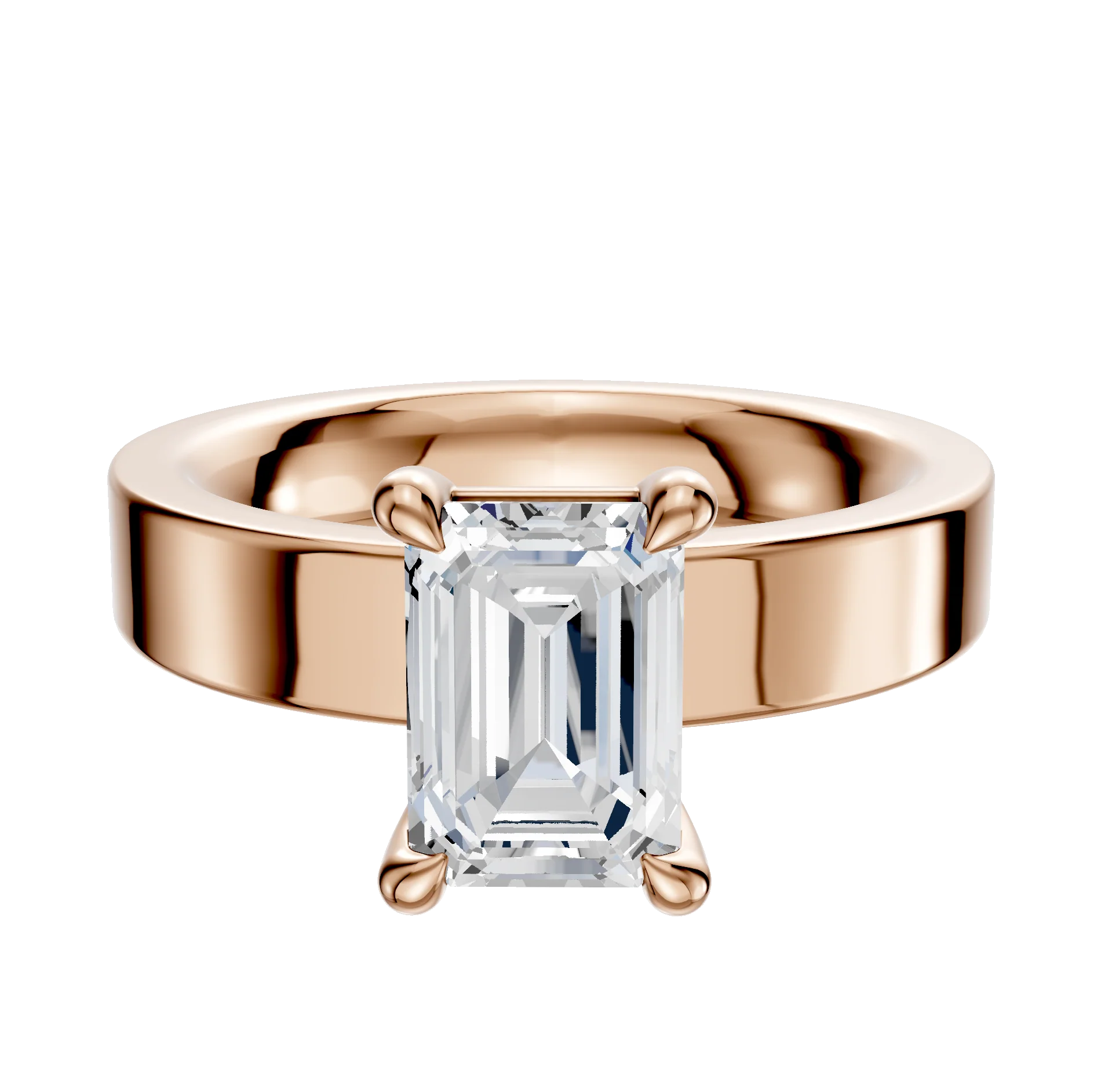 14K Rose Gold 4 Prong Basket Classic Flat 4.0mm Engagement Ring