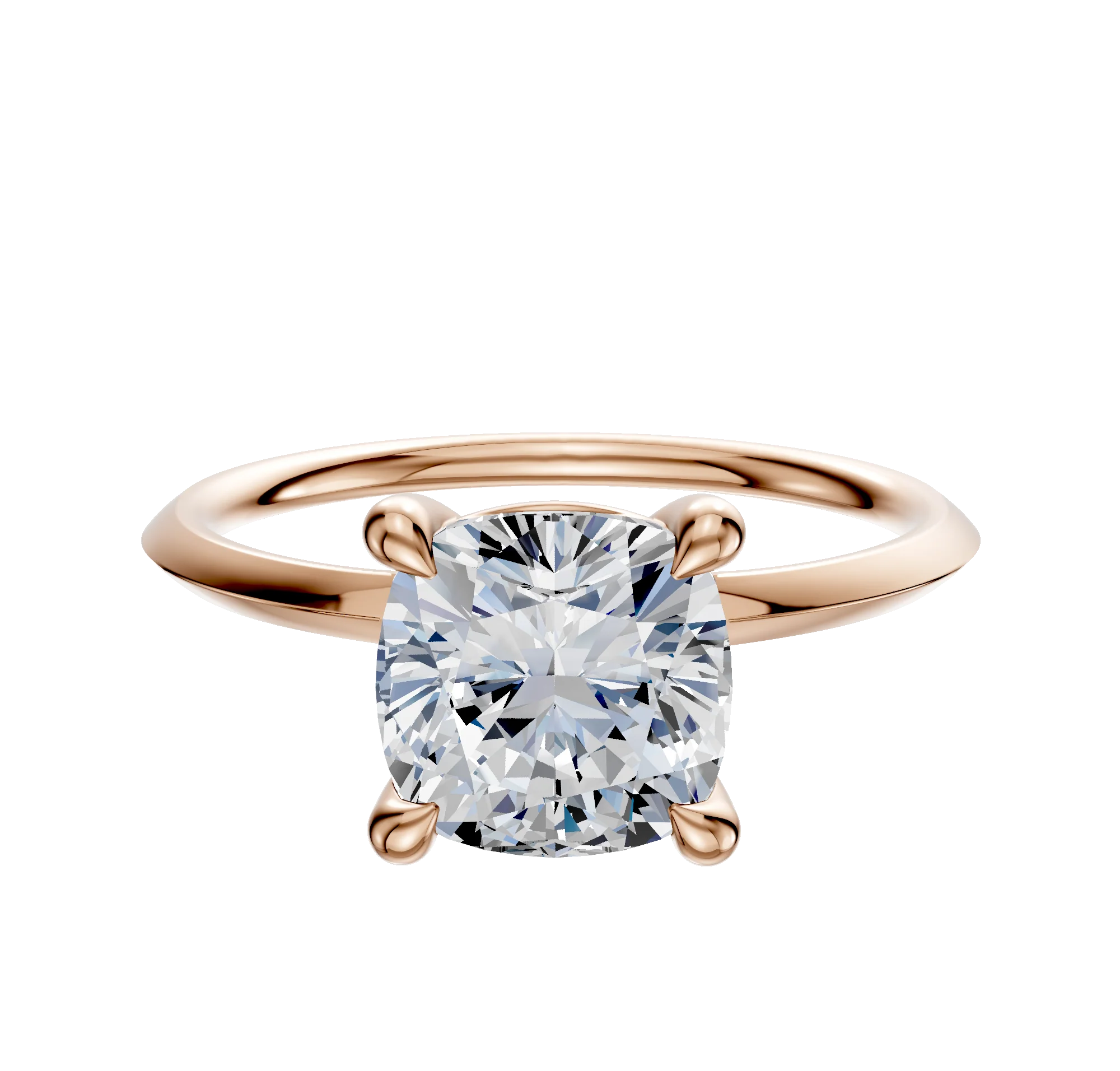 14K Rose Gold 4 Prong Basket Classic Knife Edge 1.5mm Engagement Ring