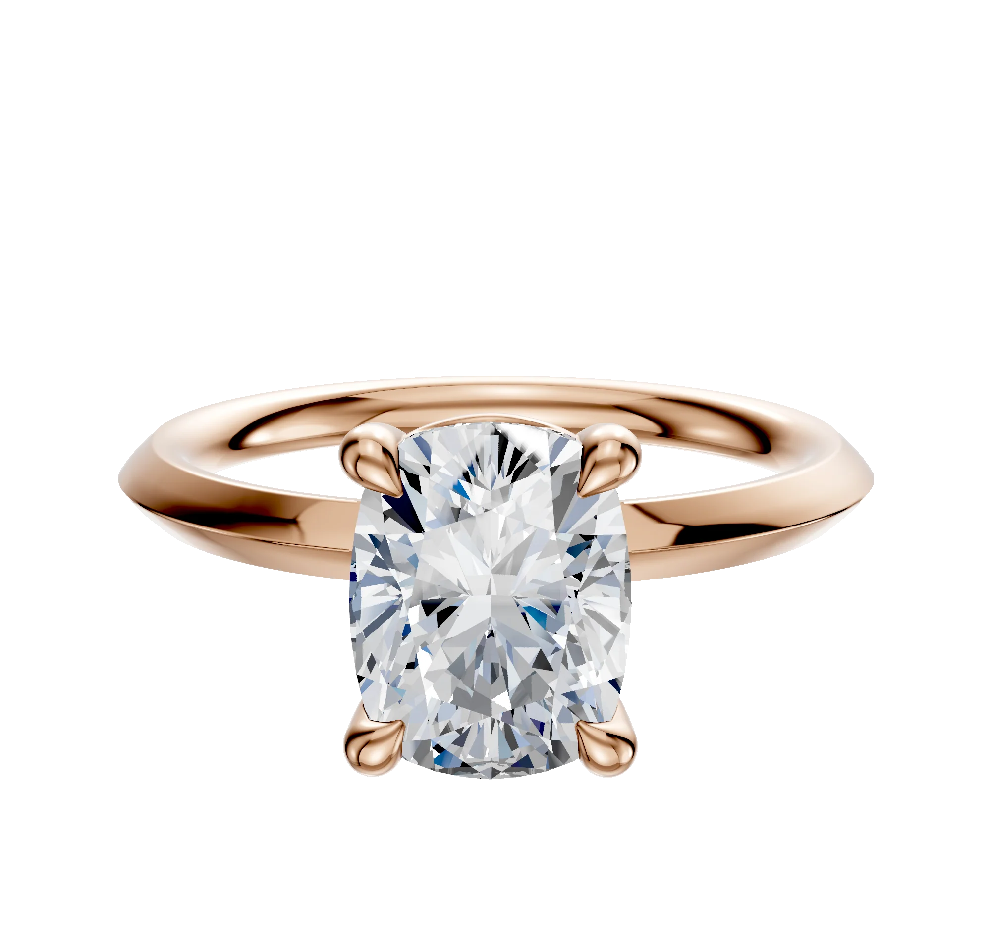 14K Rose Gold 4 Prong Basket Classic Knife Edge 2.0mm Engagement Ring